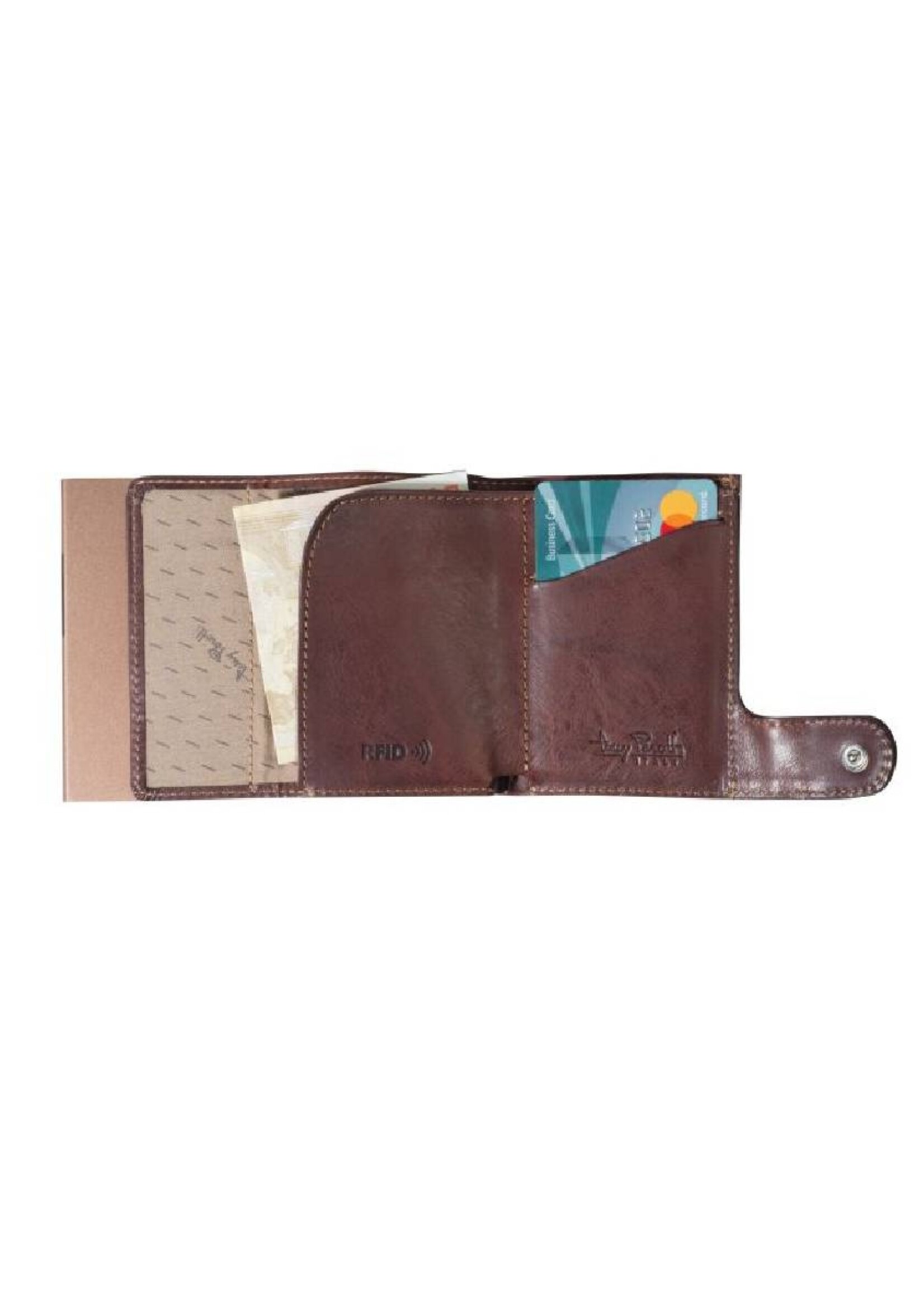 Tony Perotti Cardprotector Mini Wallet RFID met voorvak Vintage Brown