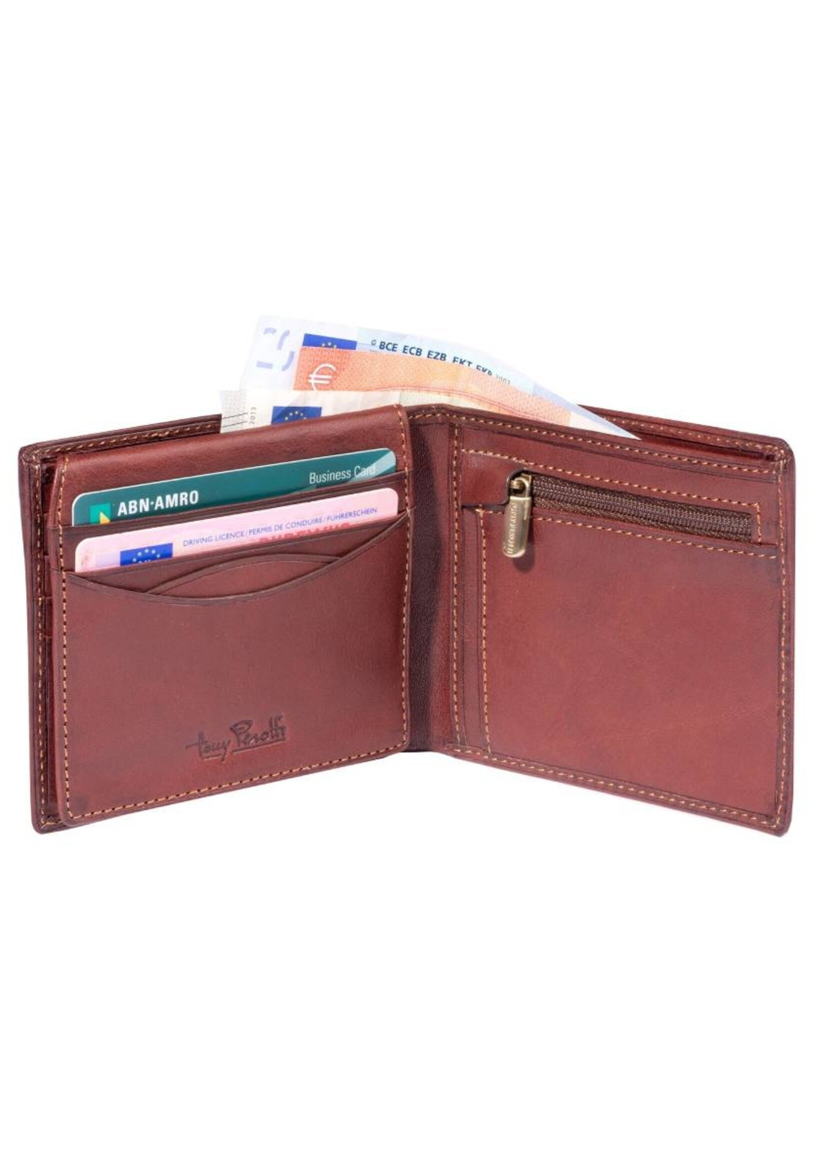 Tony Perotti Portefeuille Hor. 14cc +  rits voor kleingeld Vintage Brown
