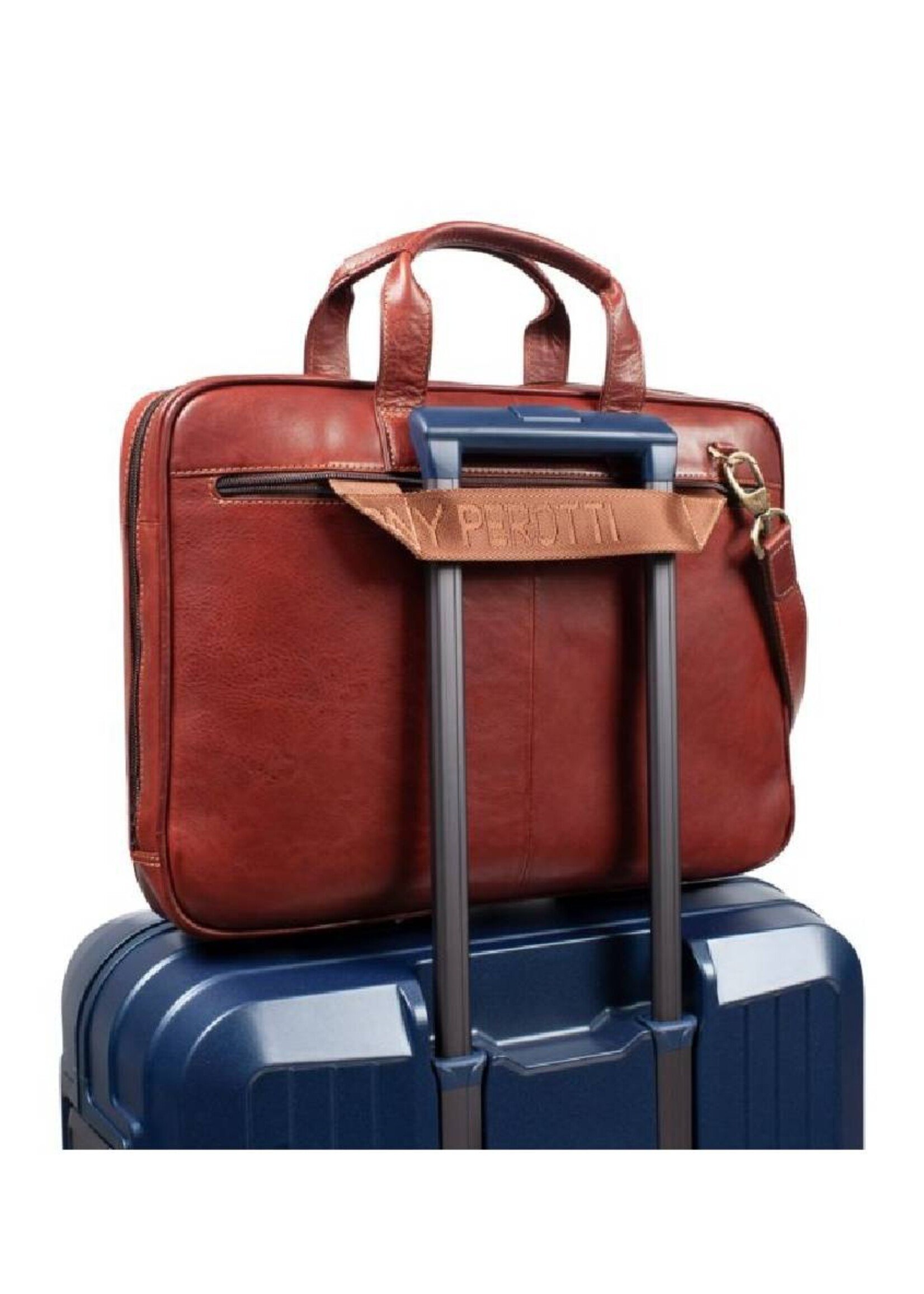 Tony Perotti Laptoptas15" + voorvak Vintage Brown