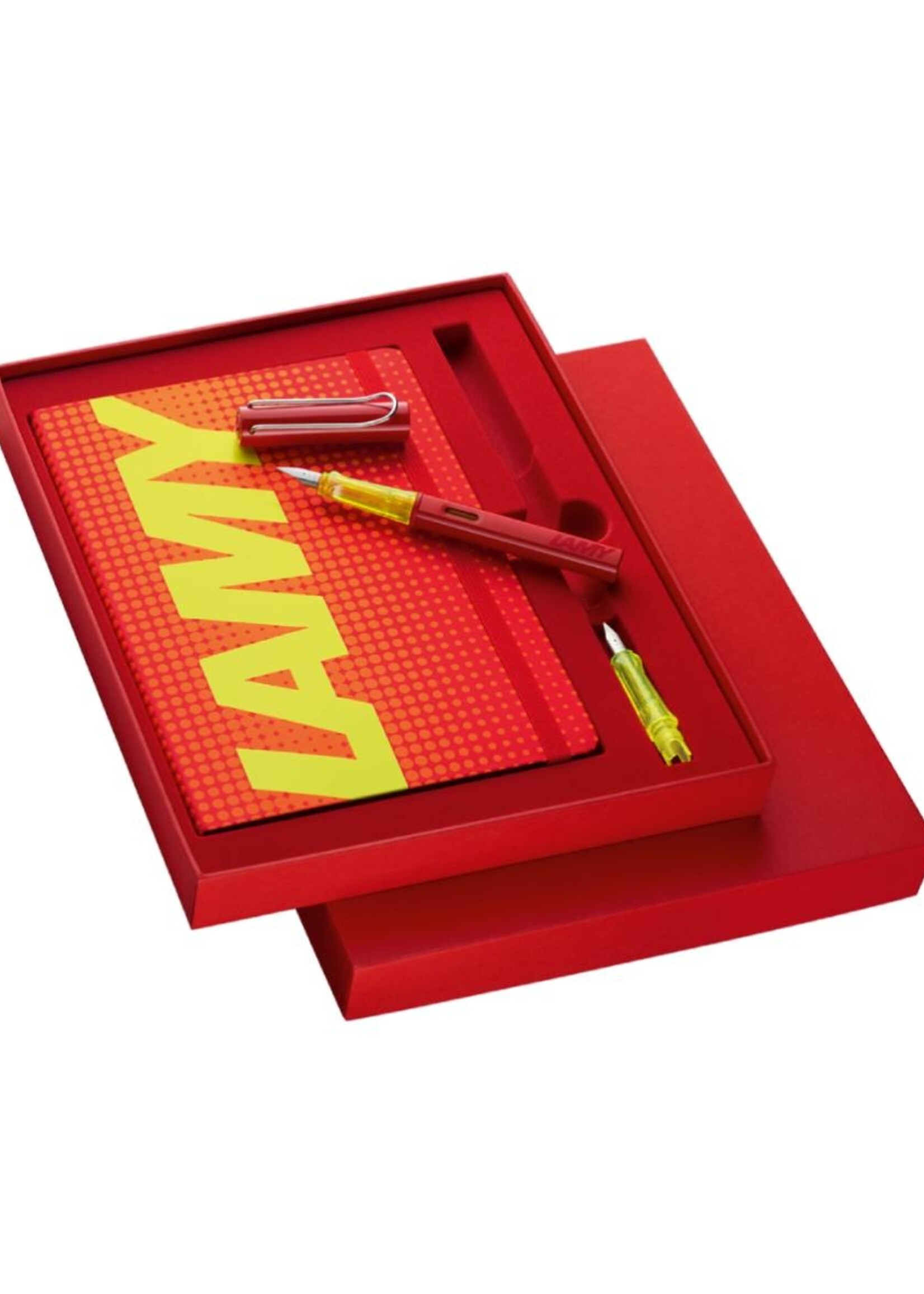 LAMY AL-star LE '22 glossy red vulpen fijn + notebook