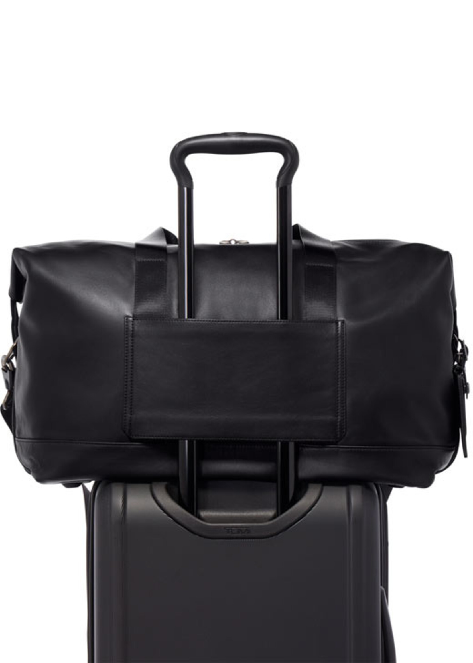 TUMI Alpha Black leather Black met dubbele uitbreiding Reistas