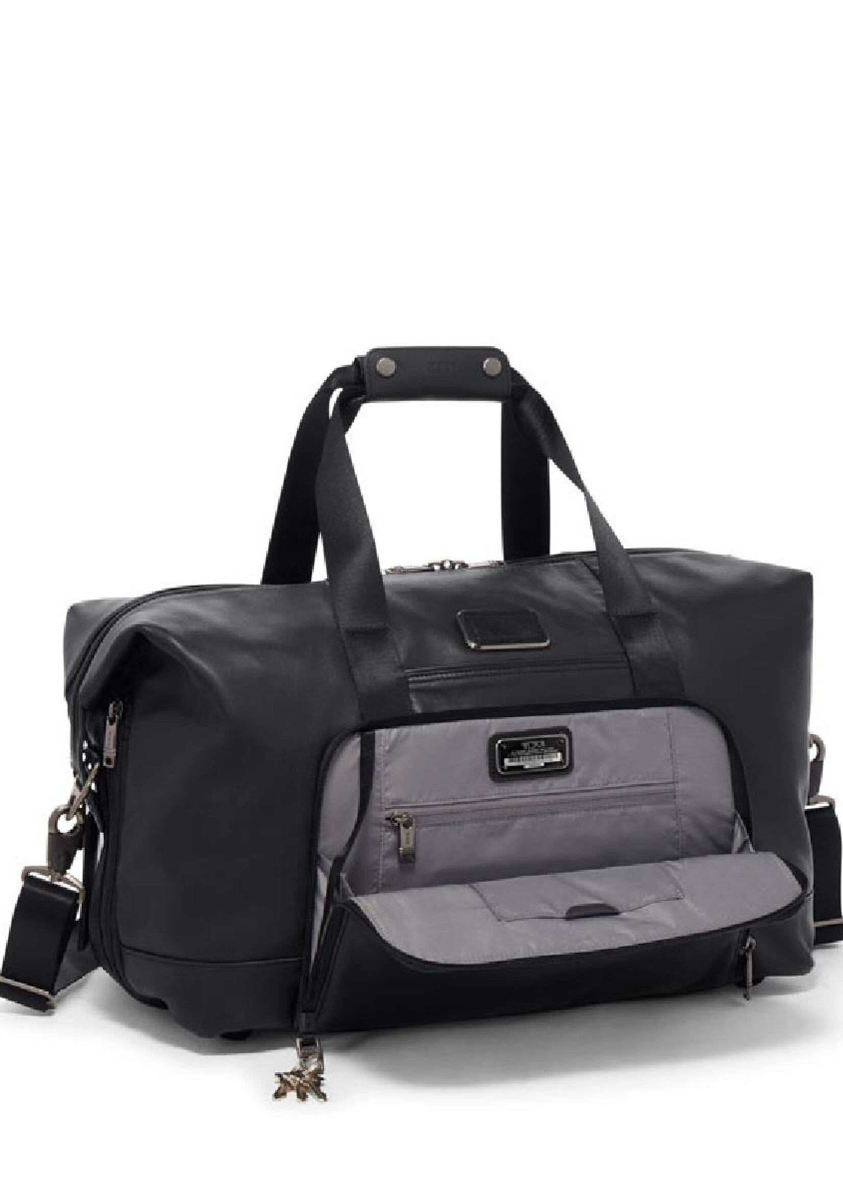 TUMI Alpha Black leather Black met dubbele uitbreiding Reistas