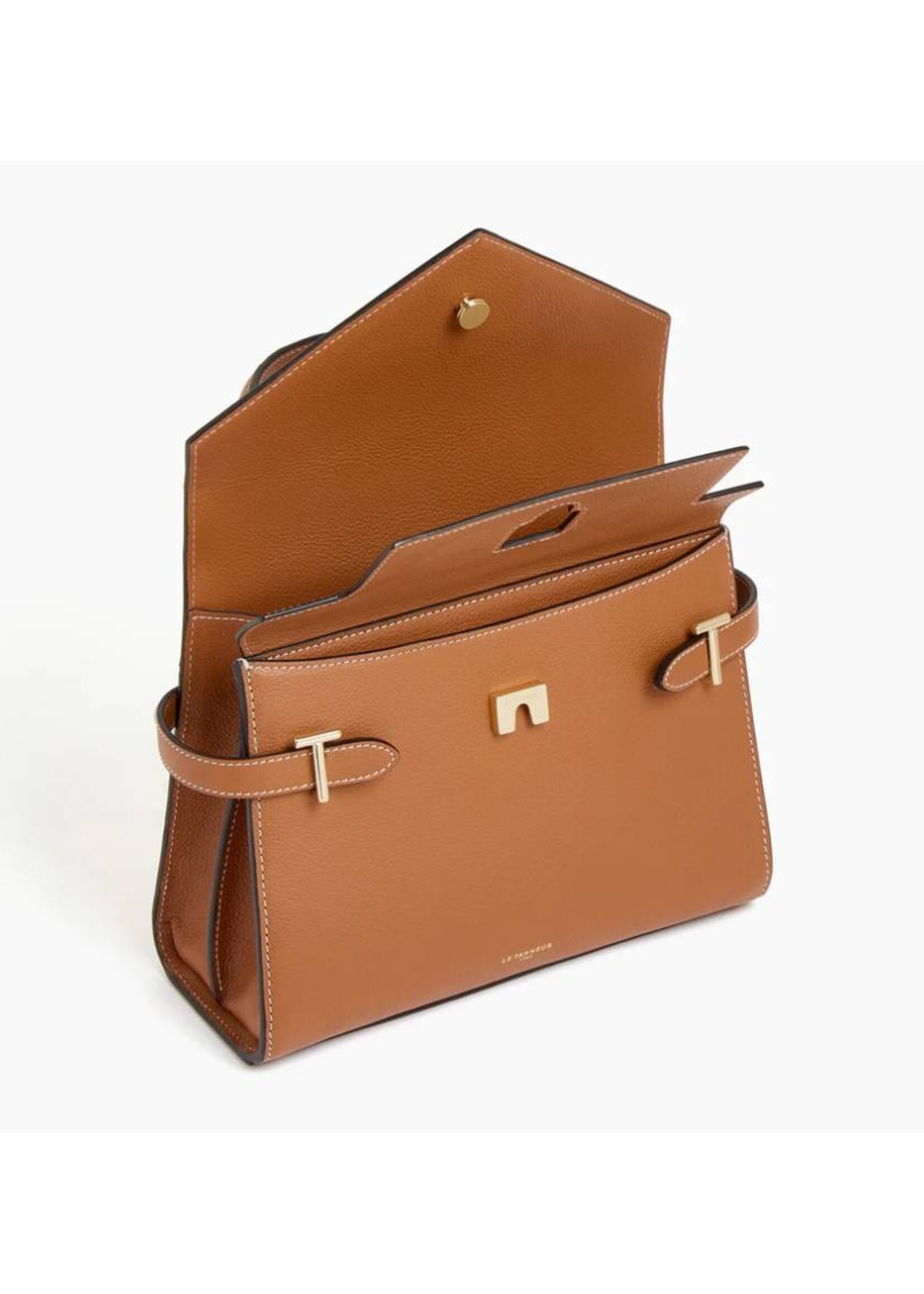 Le Tanneur Grote Handtas Emilie met dubbele flap Cognac