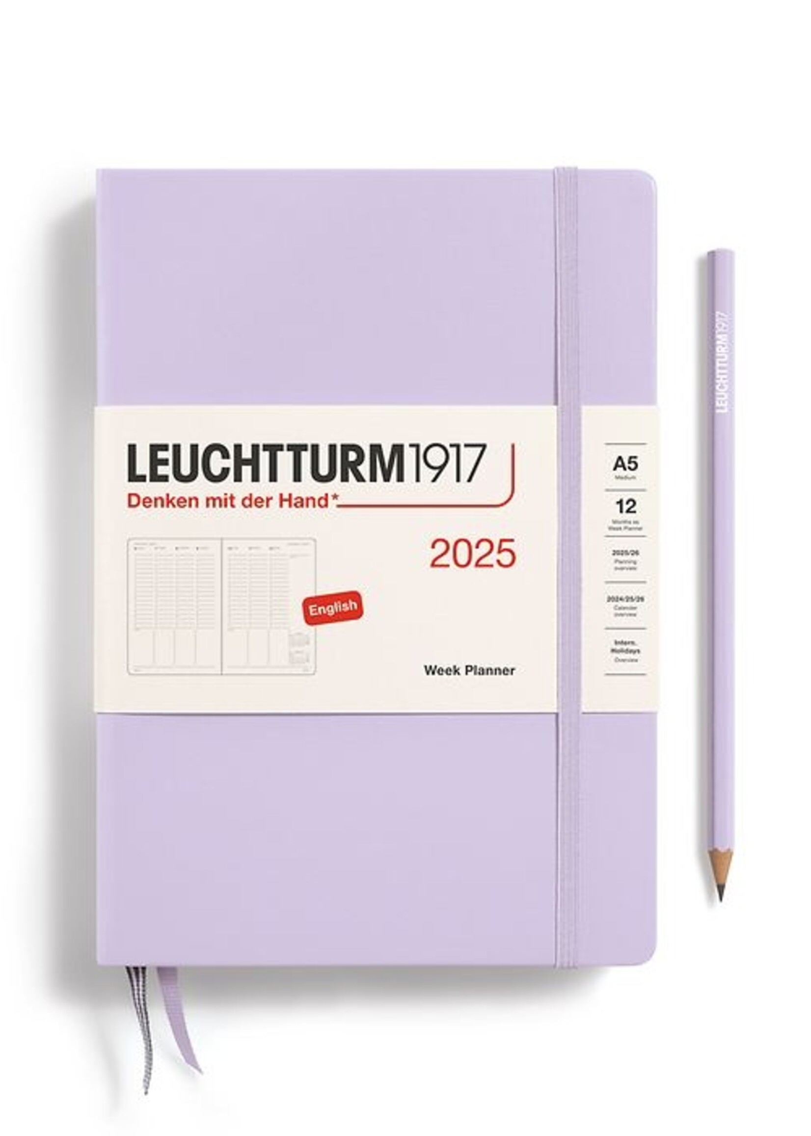 Leuchtturm1917 Agenda 2025 Medium Hard  Cover Weekly Vert. Lilac