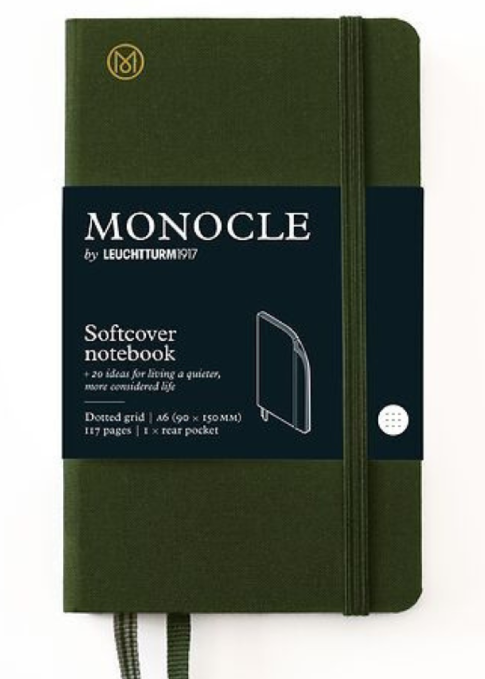 MONOCLE by Leuchtturm1917 Linnen Notebook A6 Hardcover - Olive dotted