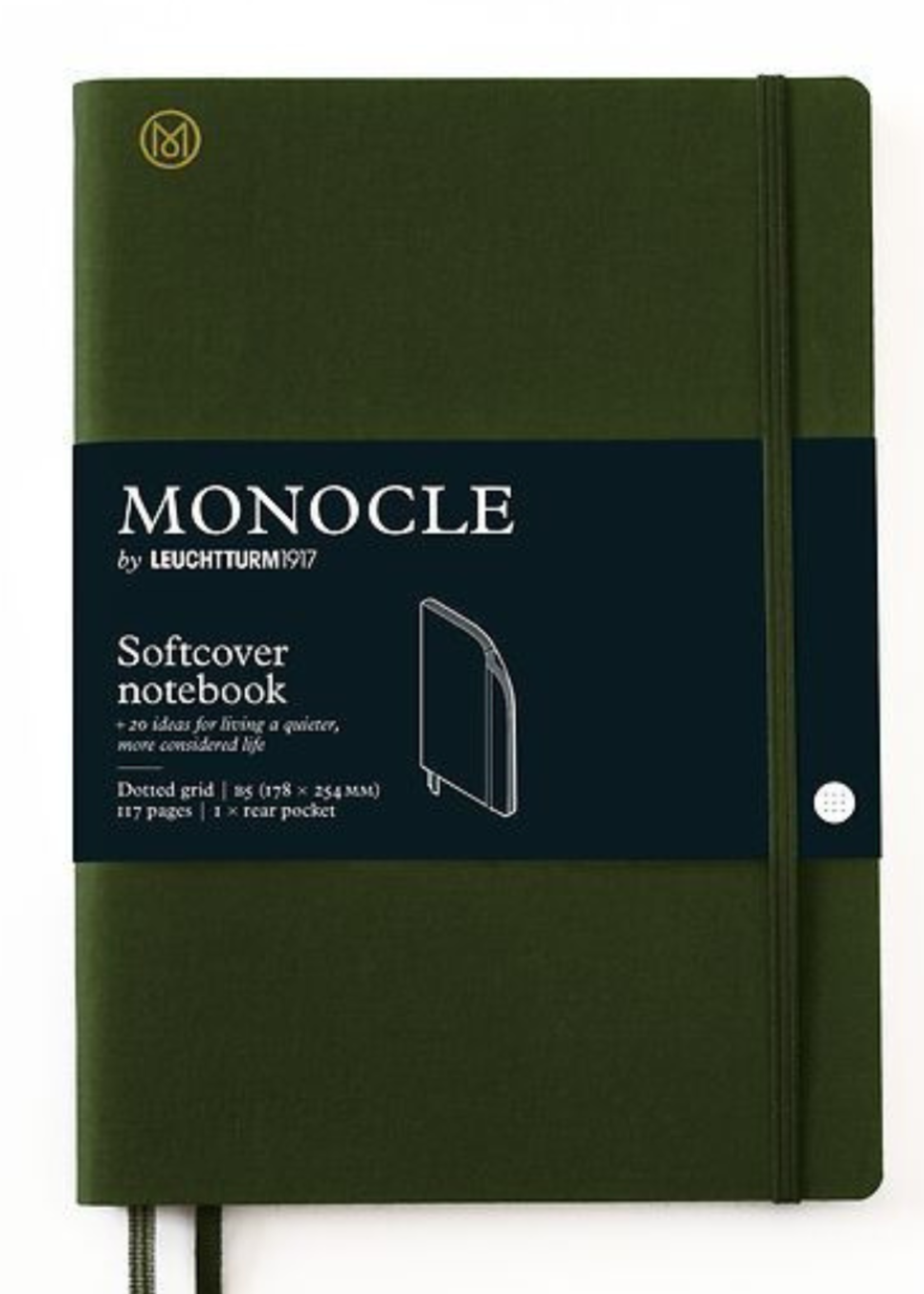 MONOCLE by Leuchtturm1917 Linnen Notebook A6 SoftCover - Olive dotted