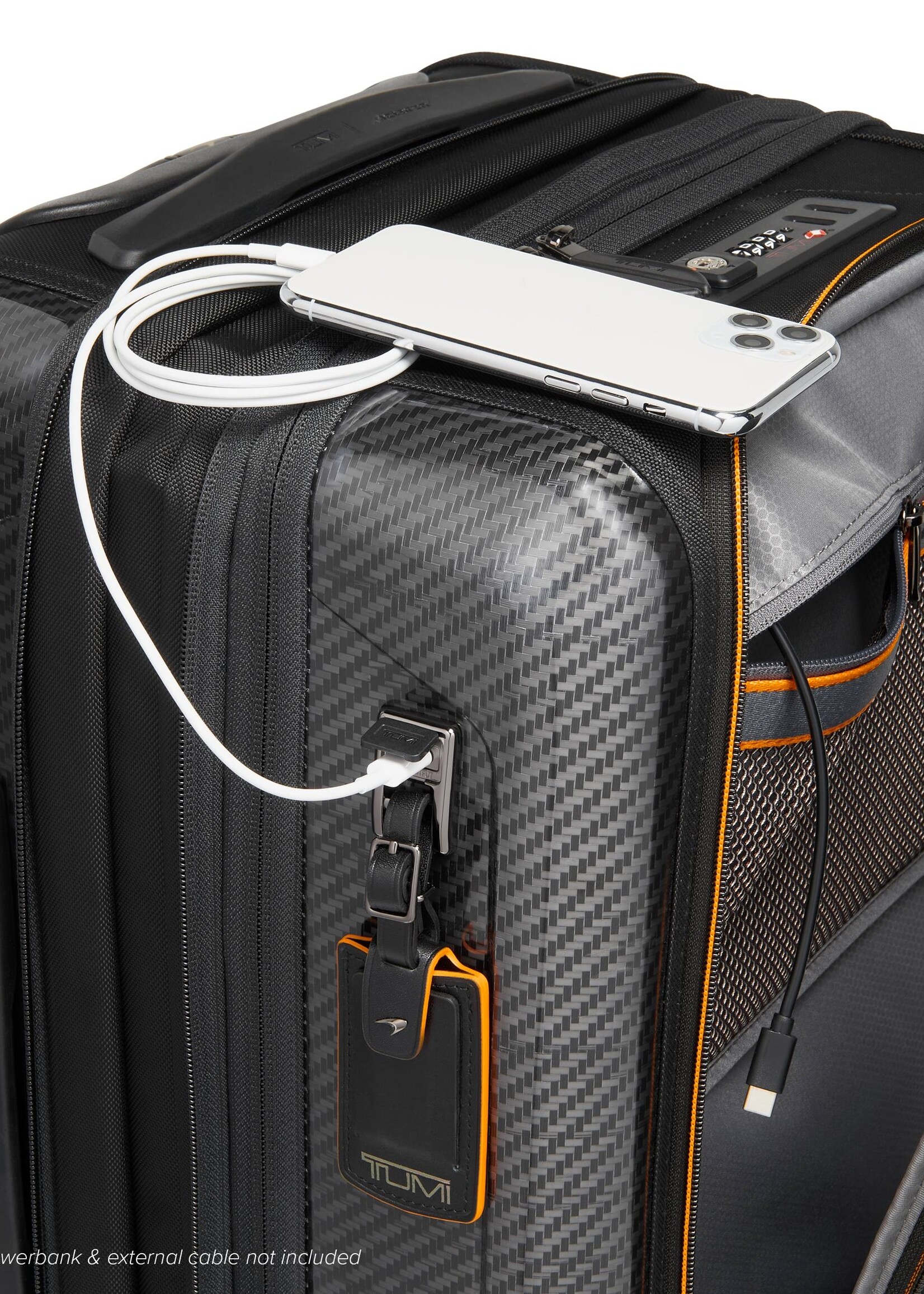 TUMI Aero Internationale Uitbreidbare Handbagage Koffer 56cm (56H x 23D/28D x 35.5B cm) Carbon/Black/Oranje