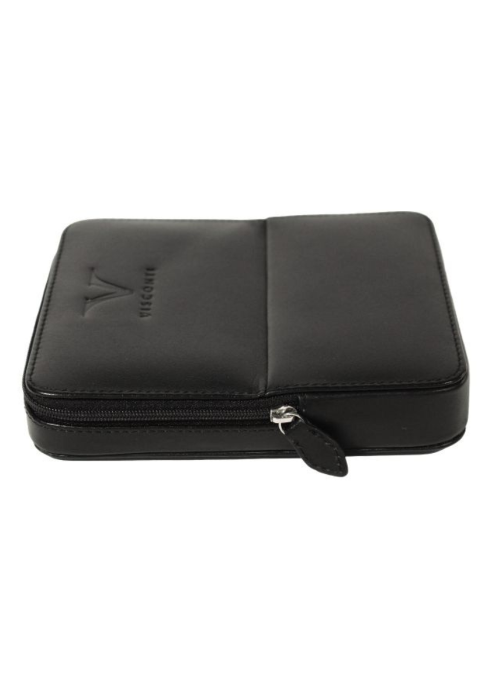 Visconti zwart Lederen Pen Etui met rits 6-vaks