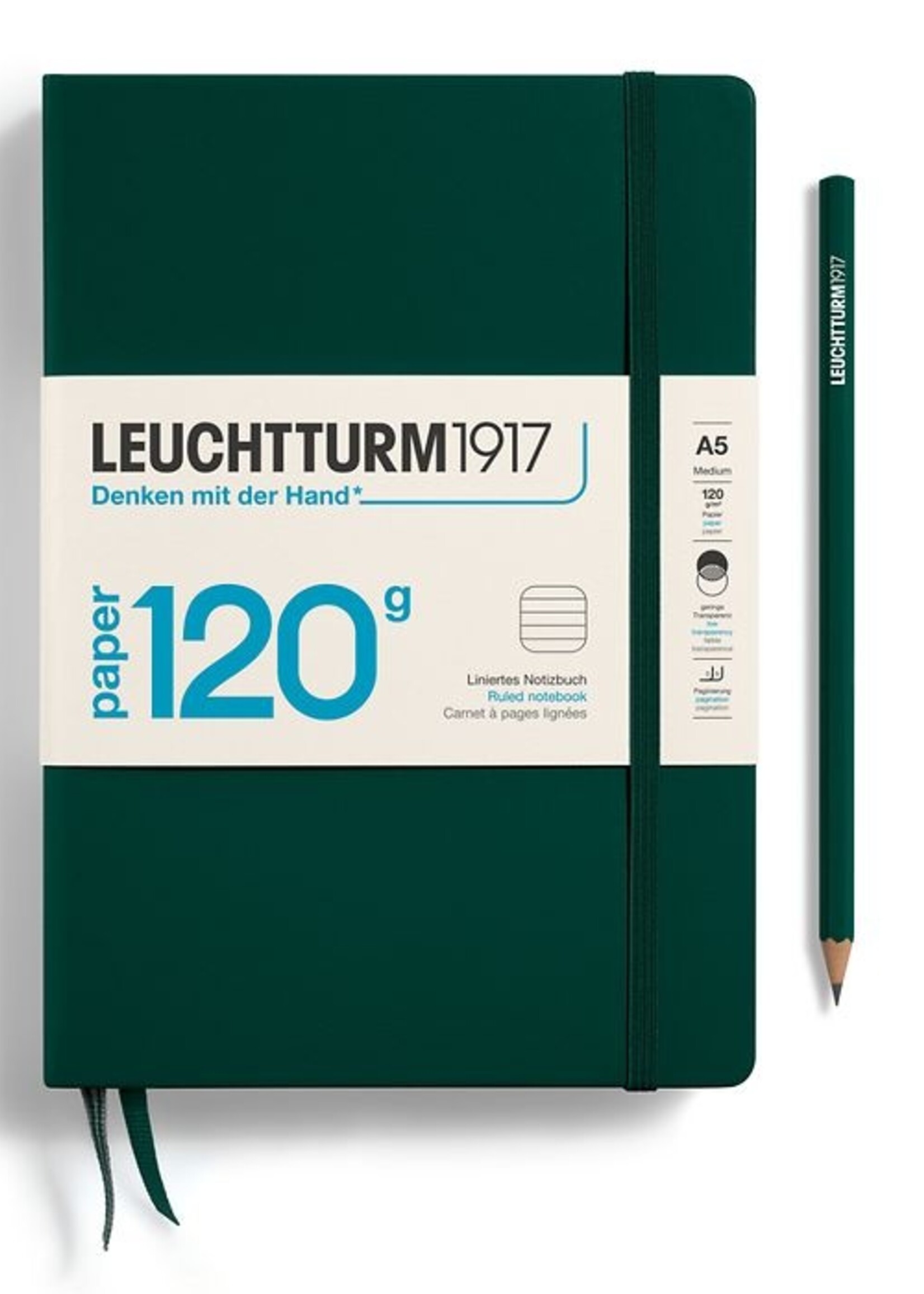 Leuchtturm1917 Notitieboek 120gr. Gelijnd A5 Forest Green