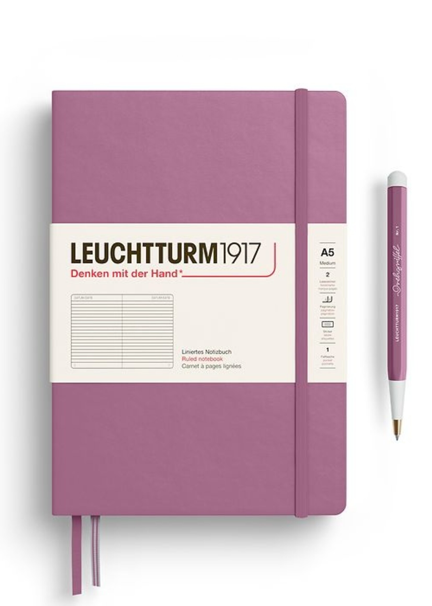 Leuchtturm1917 Notitieboek Medium A5 Hard Cover Gelijnd Dusty Rose