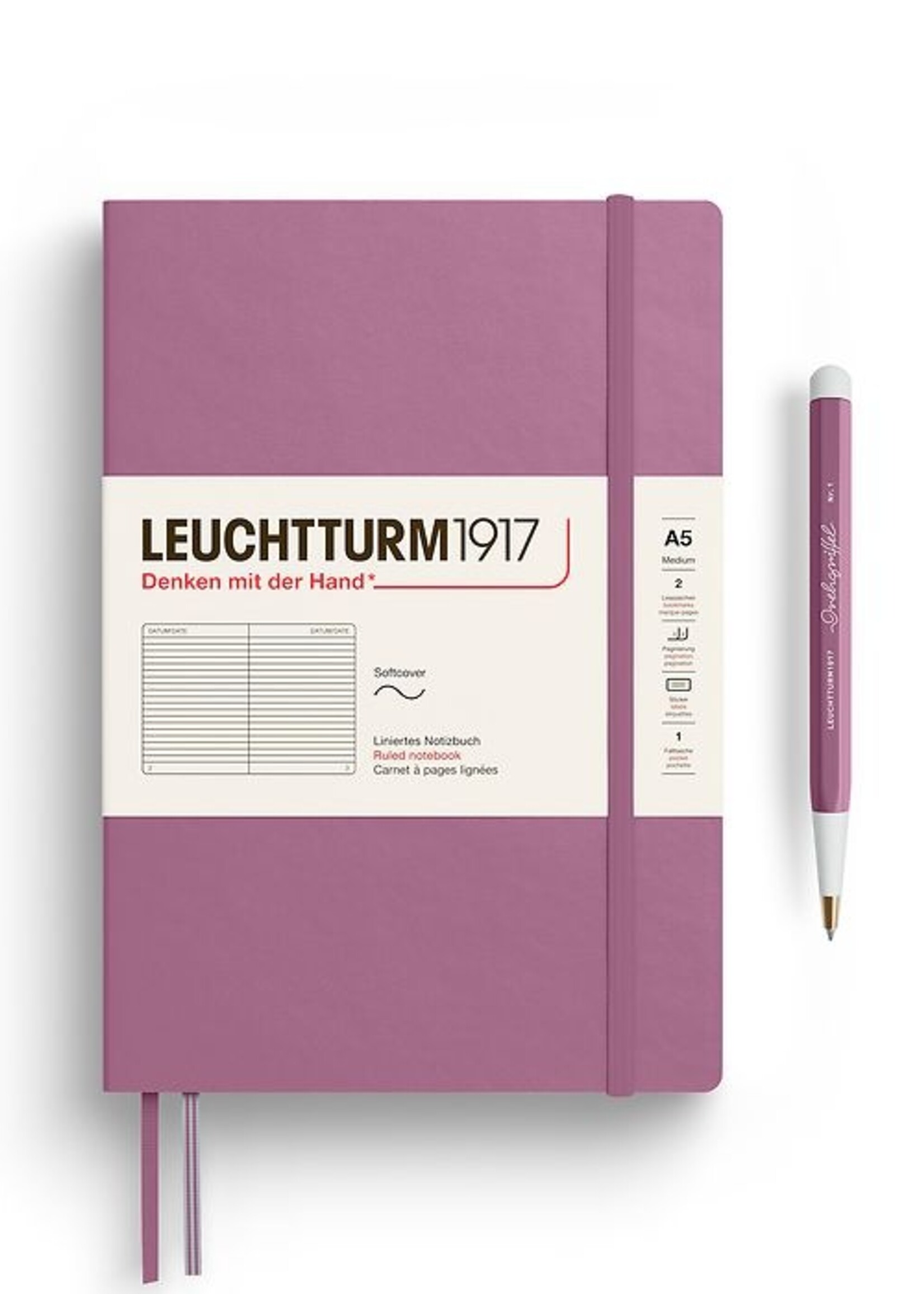 Leuchtturm1917 Notitieboek Medium A5 Soft Cover Gelijnd Dusty Rose