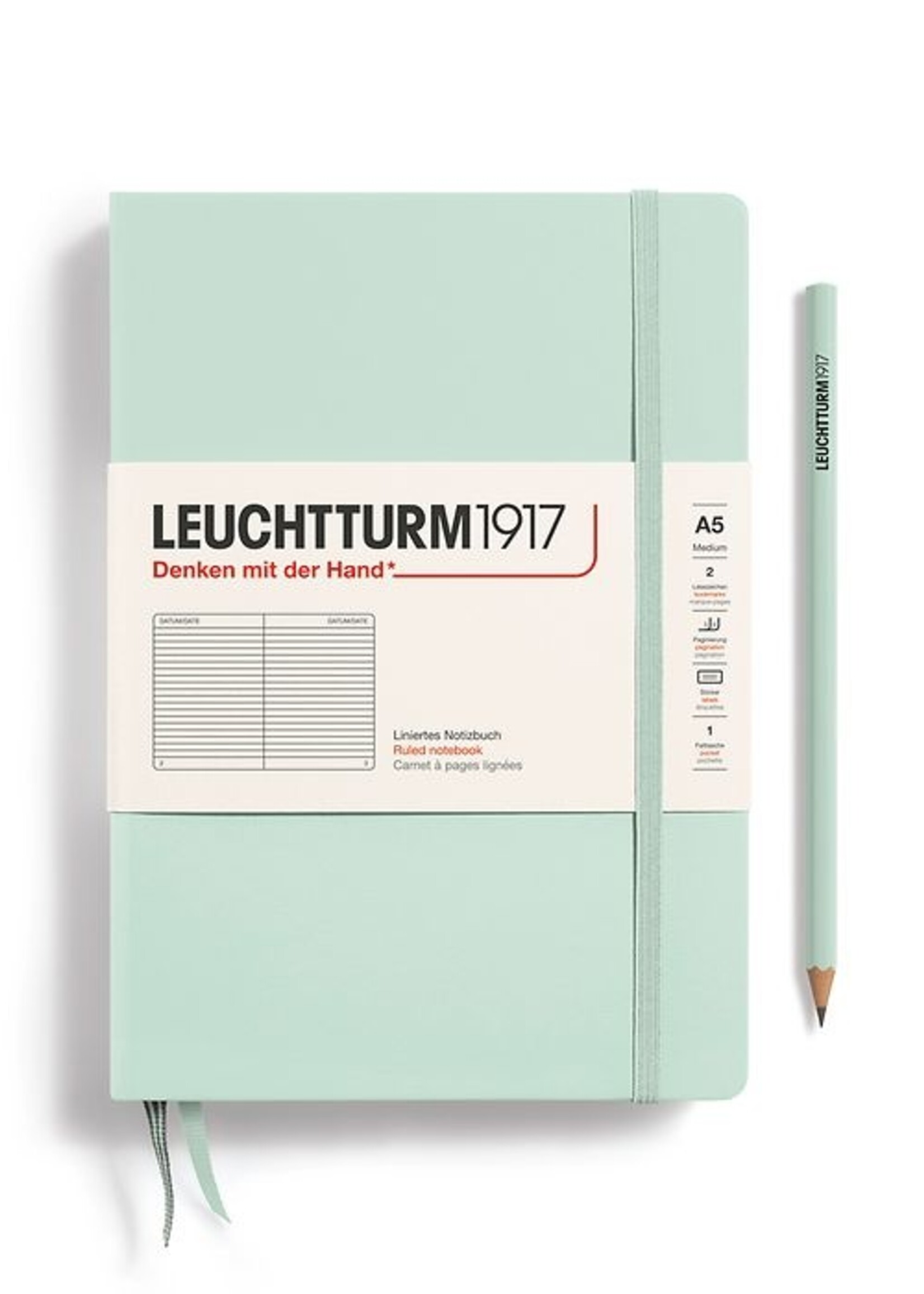 Leuchtturm1917 Notitieboek Medium A5  Hard Cover Natural Colours Mint Green Gelijnd