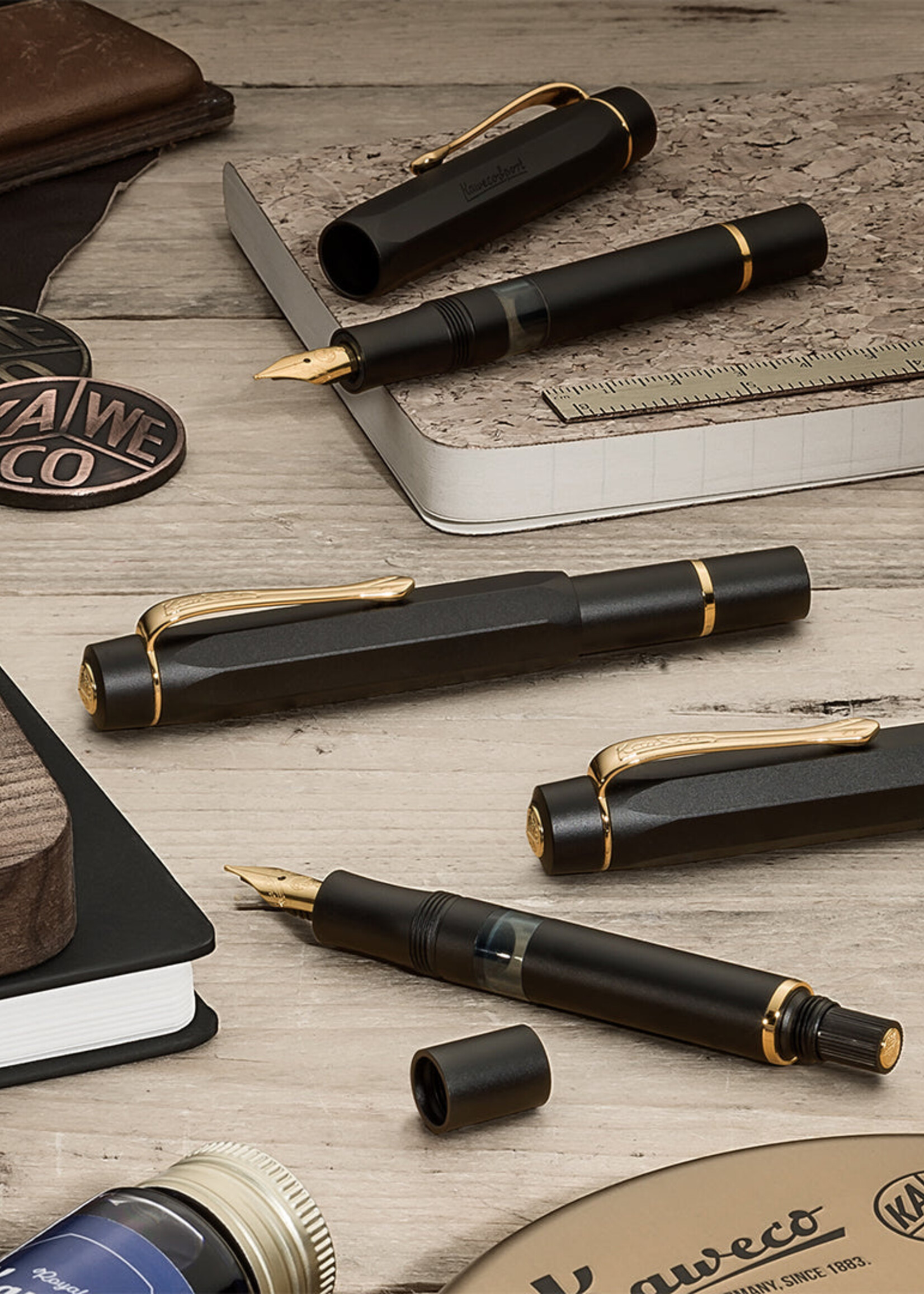 Kaweco Piston Al Sport Black/Gold Fijn