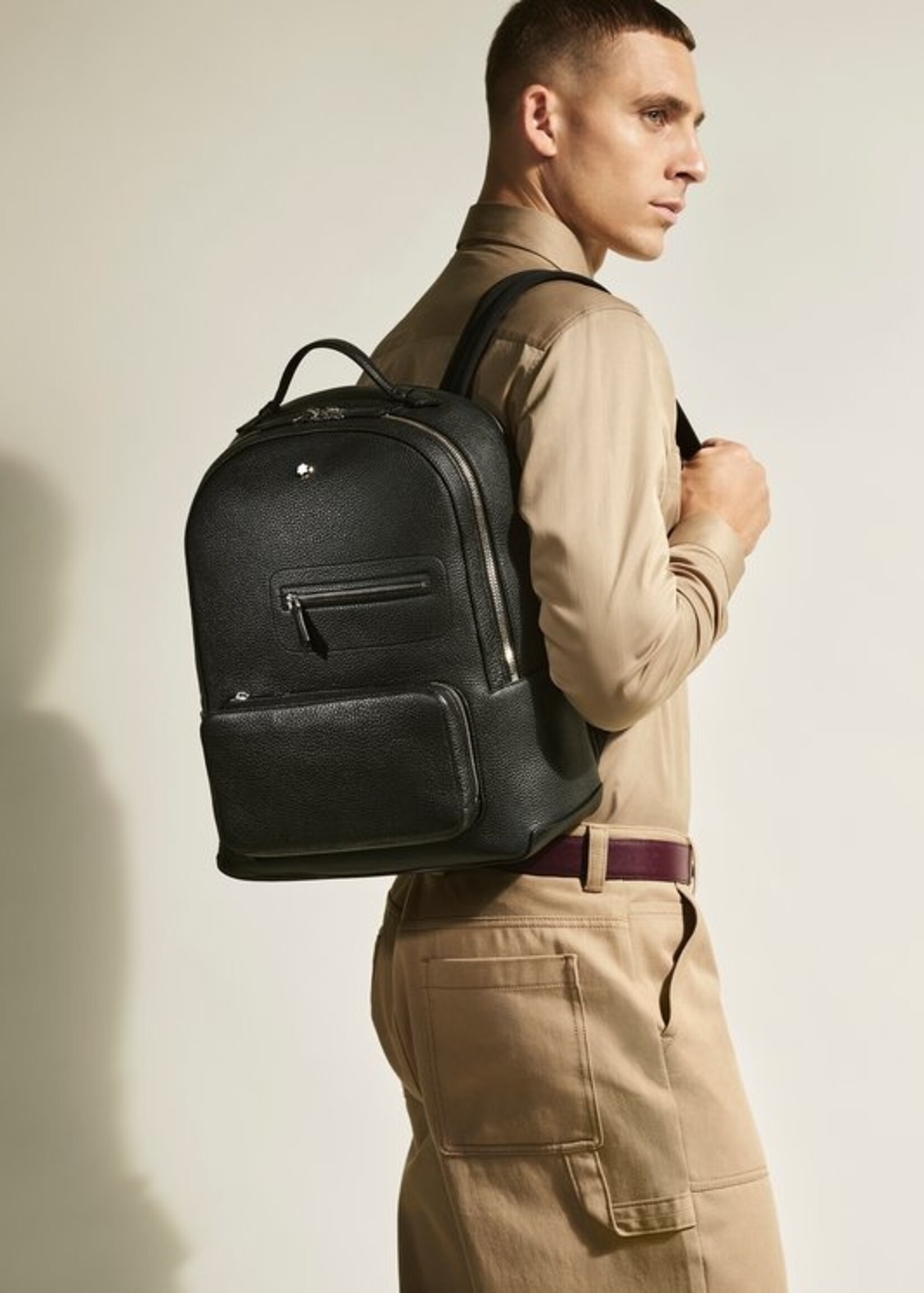 Montblanc Rugzak Soft Grain Medium 14" 3 compartimenten Black