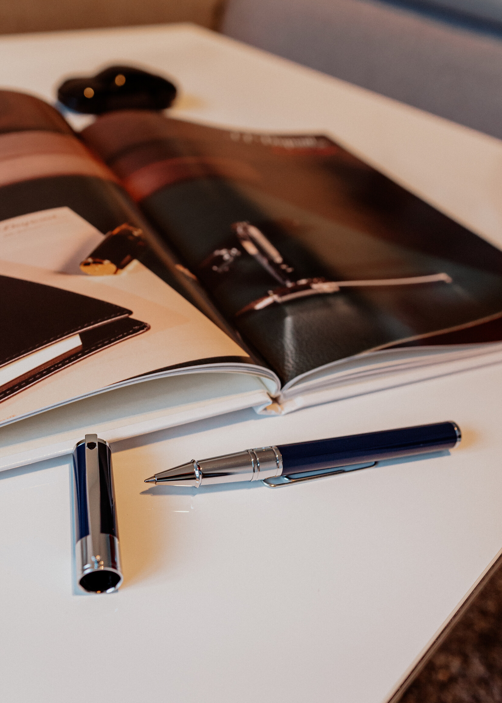 S.T.Dupont D-Initial Blauw & Chrome  Roller
