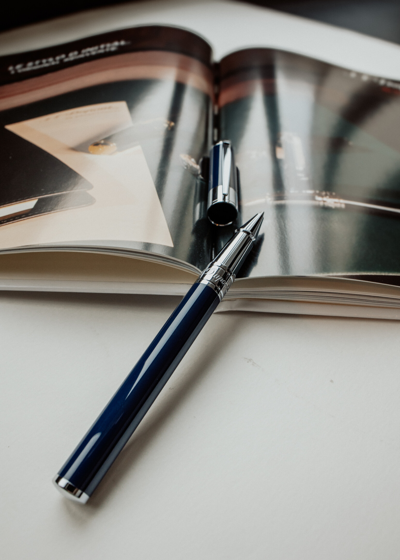 S.T. Dupont D-Initial Blauw & Chrome  Roller