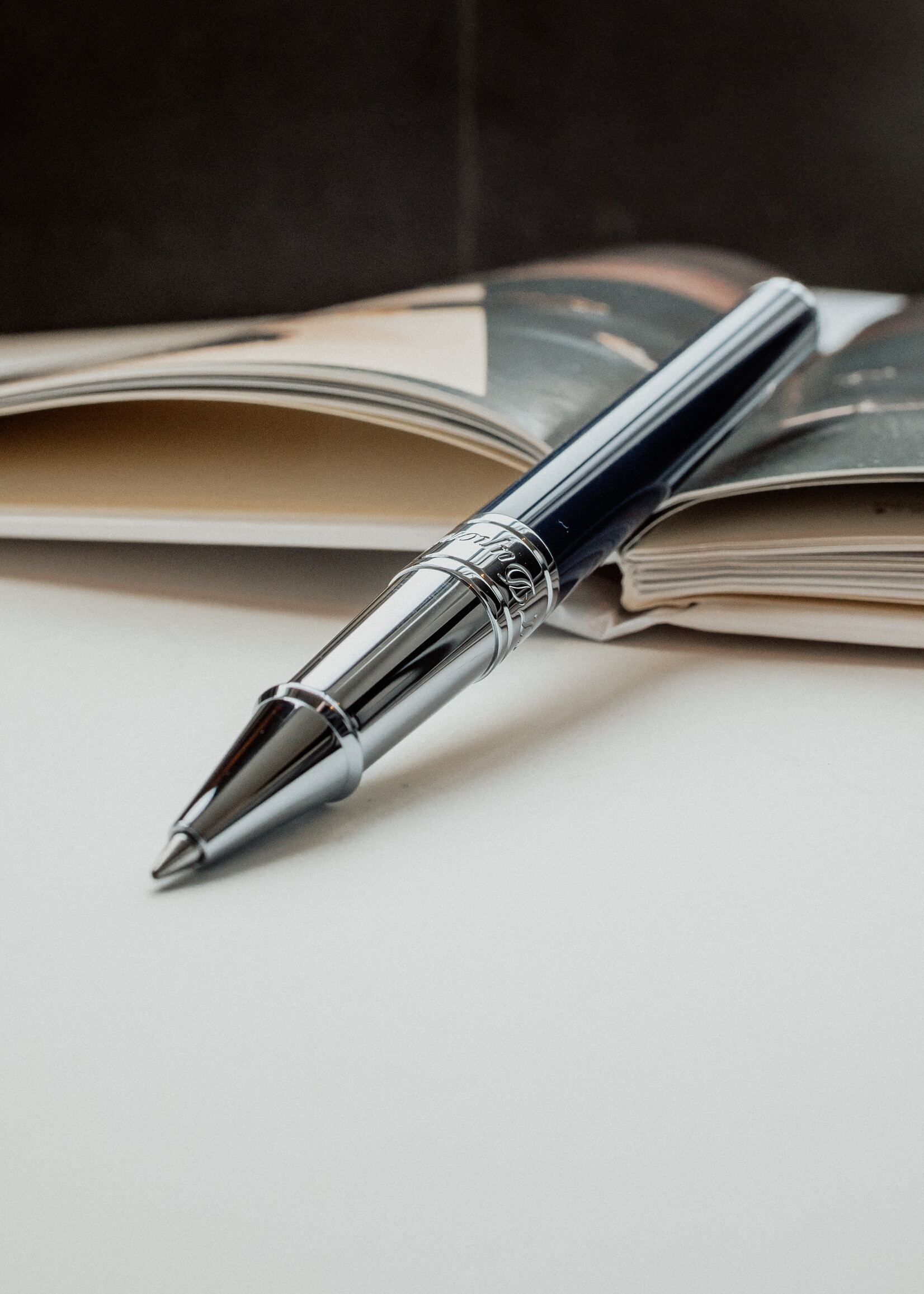 S.T. Dupont D-Initial Blauw & Chrome  Roller