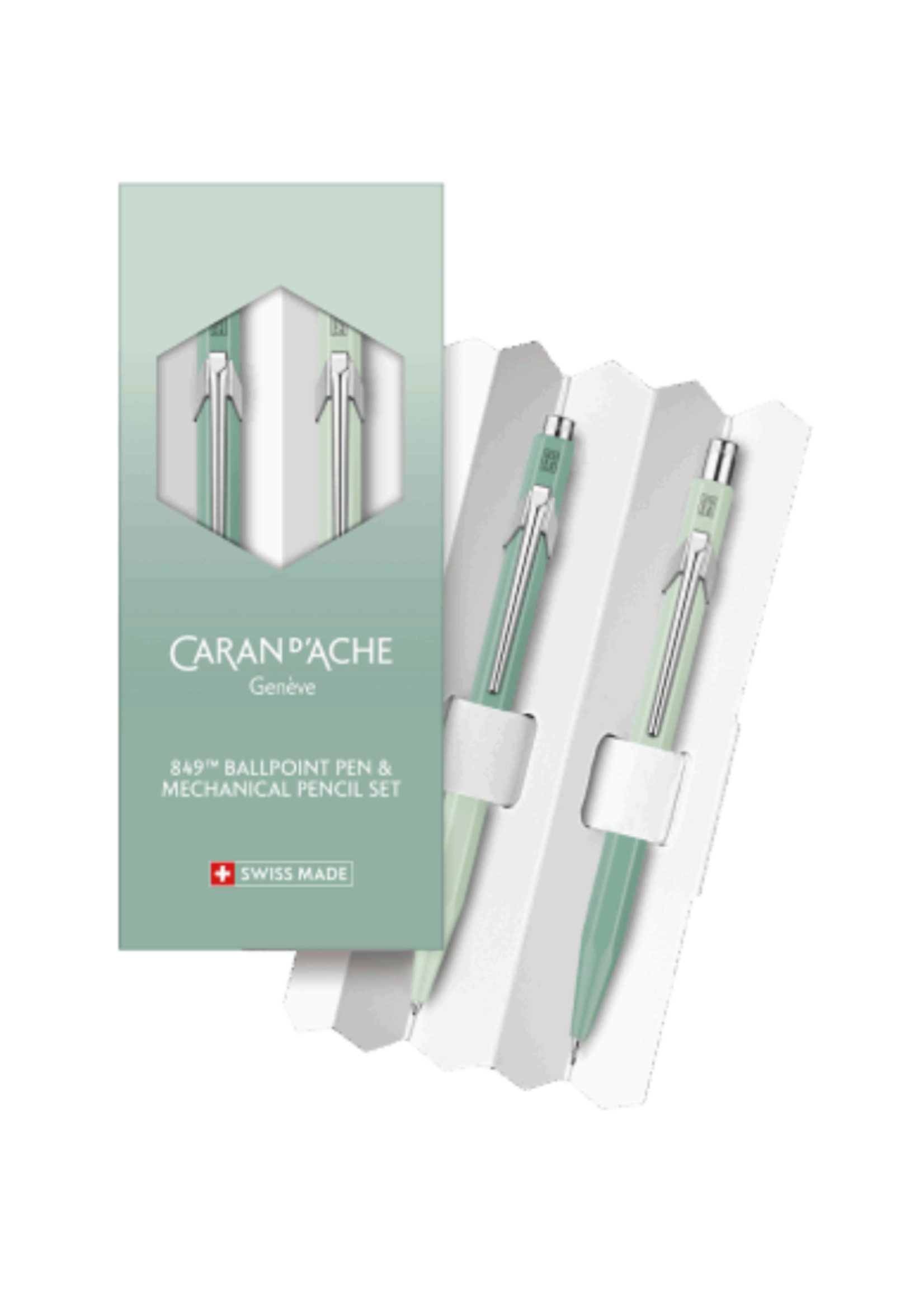 Caran d'Ache 849/844 Blue Misty Forest Set Balpen en Vulpotlood