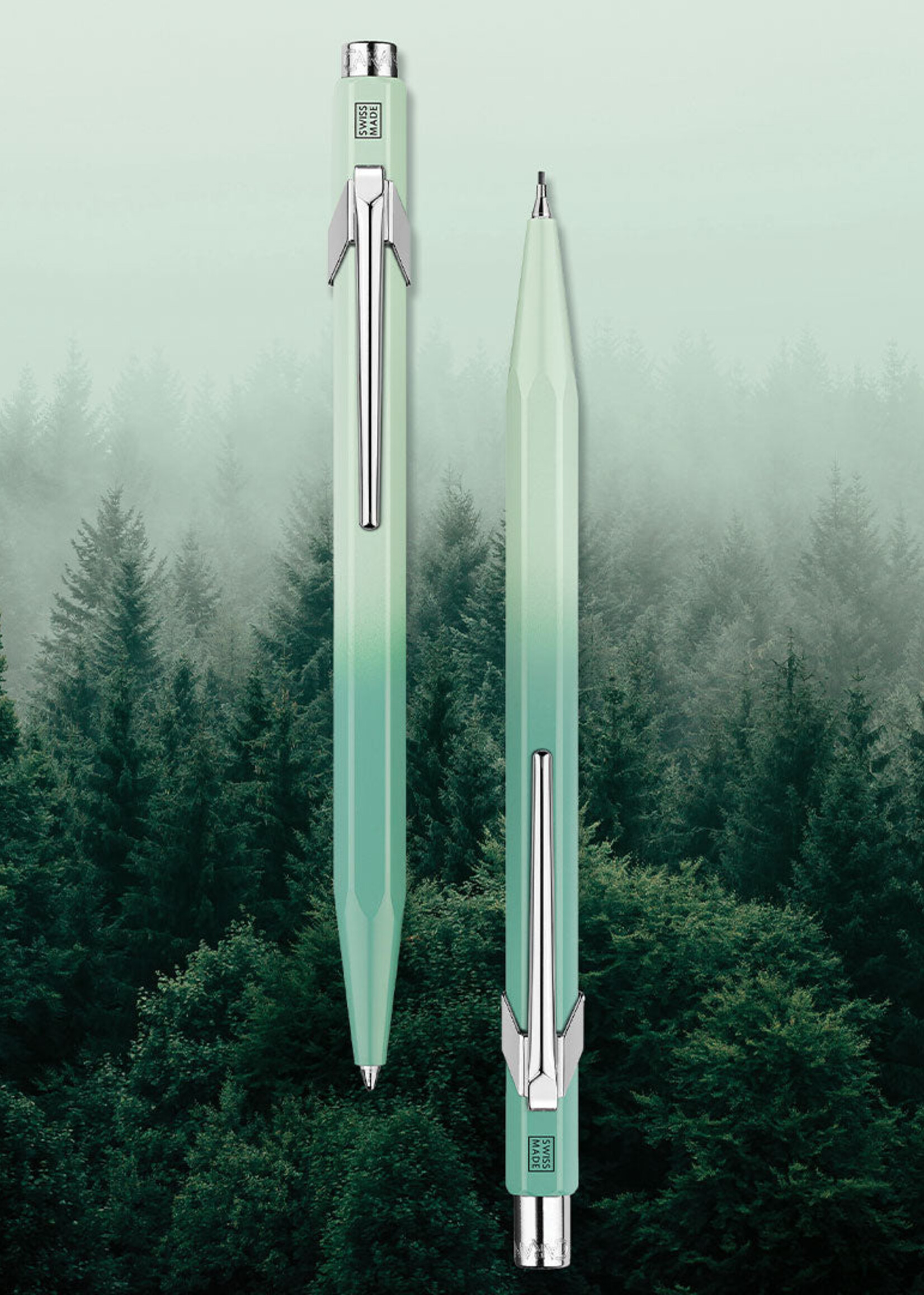 Caran d'Ache 849/844 Blue Misty Forest Set Balpen en Vulpotlood