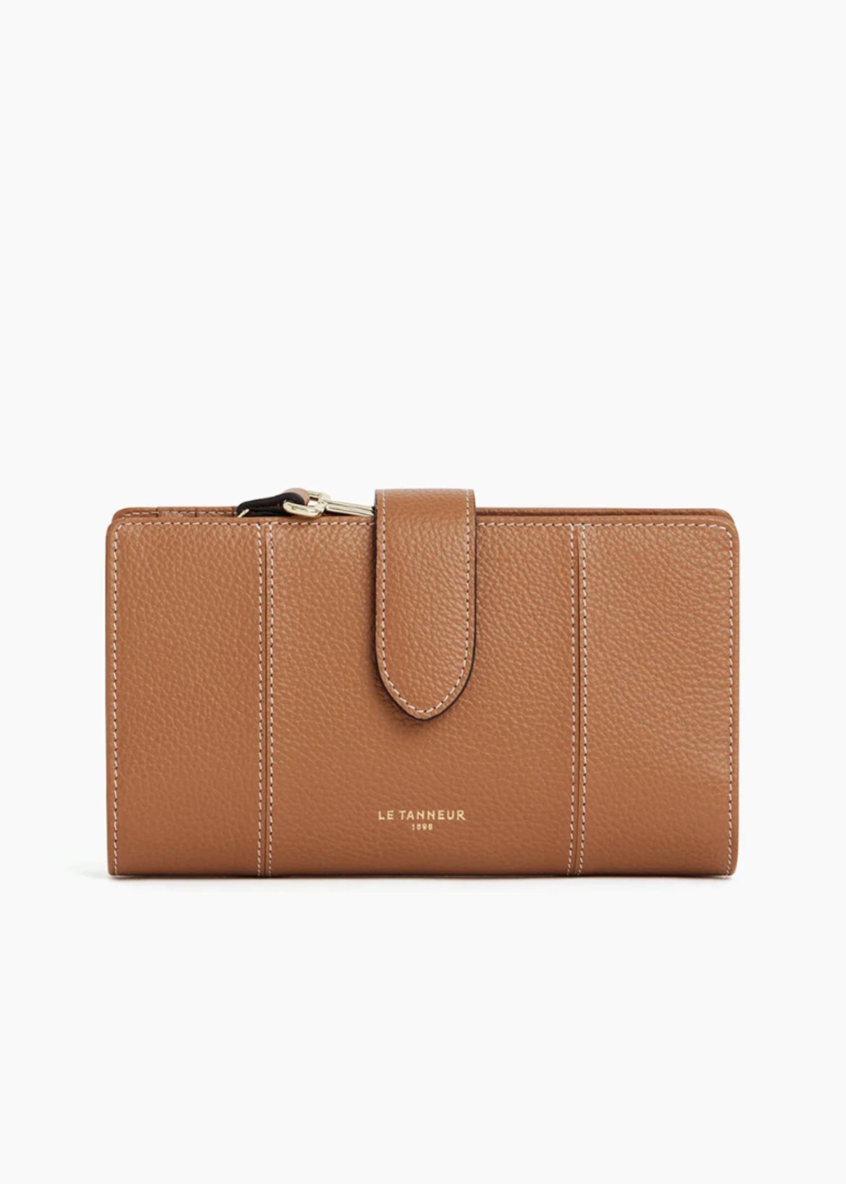 Le Tanneur Portemonnee Medium met drukknop Juliette Cognac