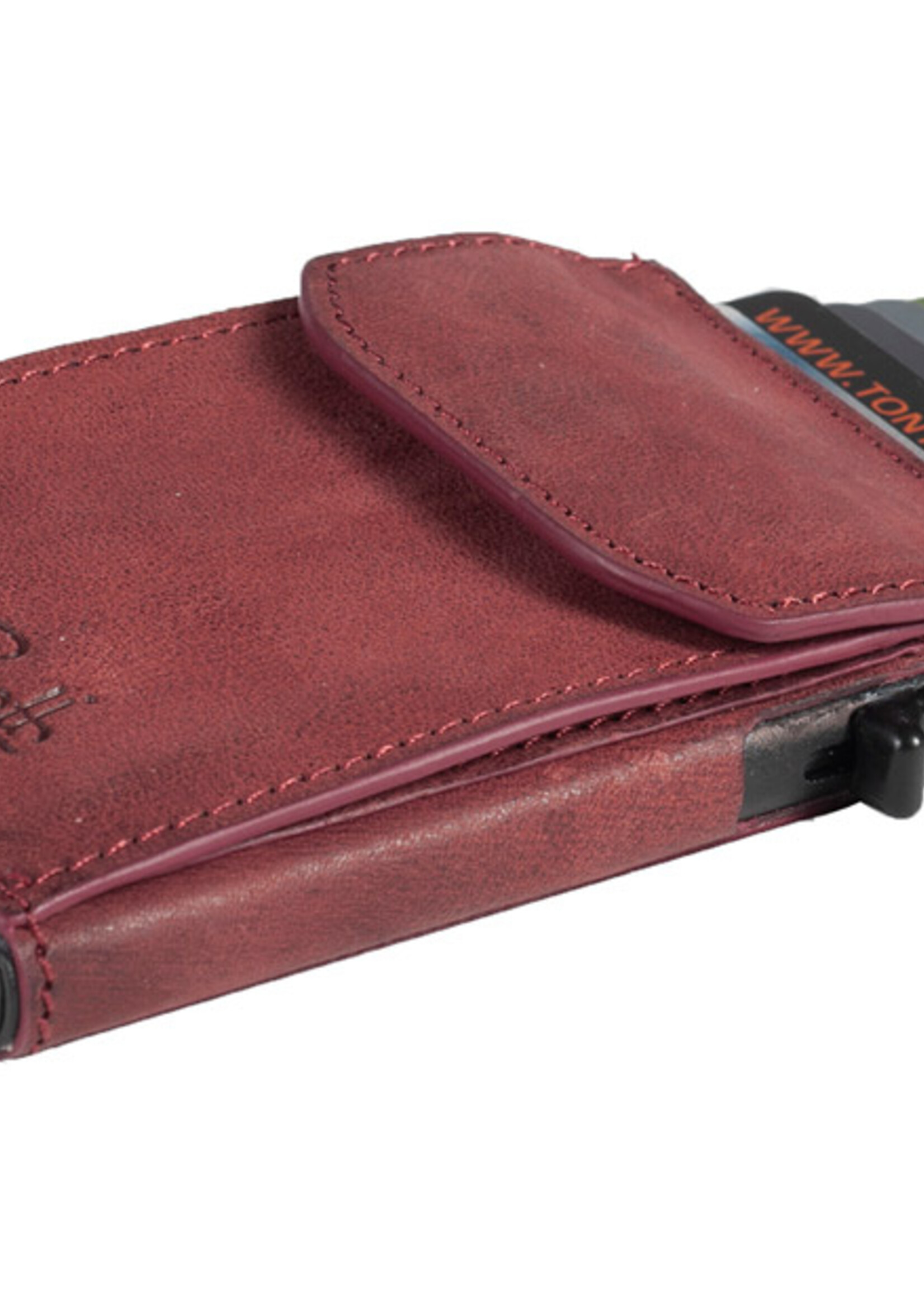 Tony Perotti Furbo vintage slim kaarthouder met kleingeldvak – bordeaux