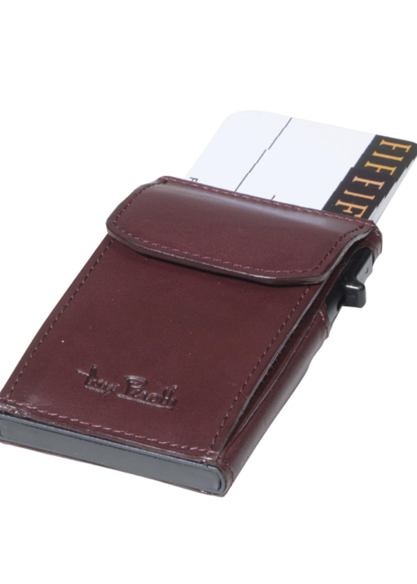 Tony Perotti Furbo vintage slim kaarthouder met kleingeldvak – bordeaux
