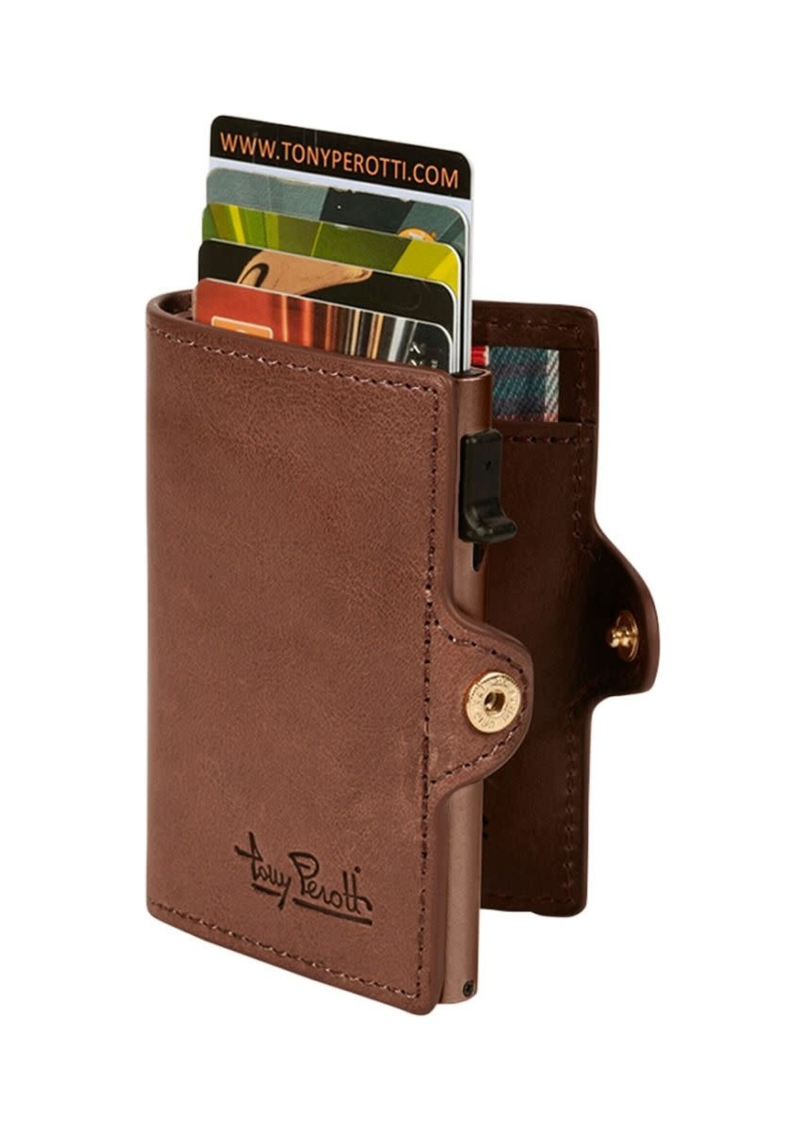 Tony Perotti Furbo vintage slim kaarthouder met vak voor briefjes D.Bruin