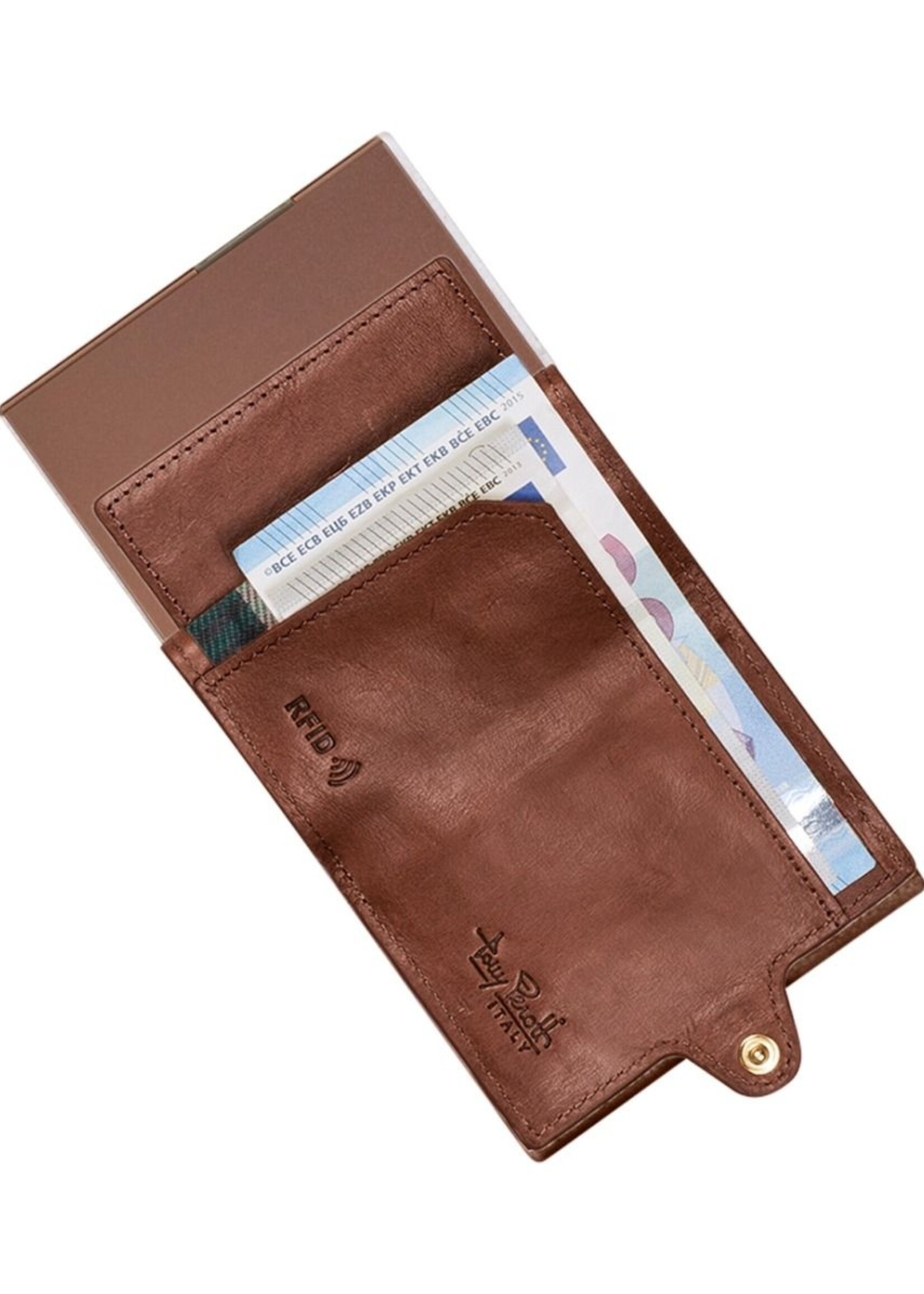 Tony Perotti Furbo vintage slim kaarthouder met vak voor briefjes D.Bruin