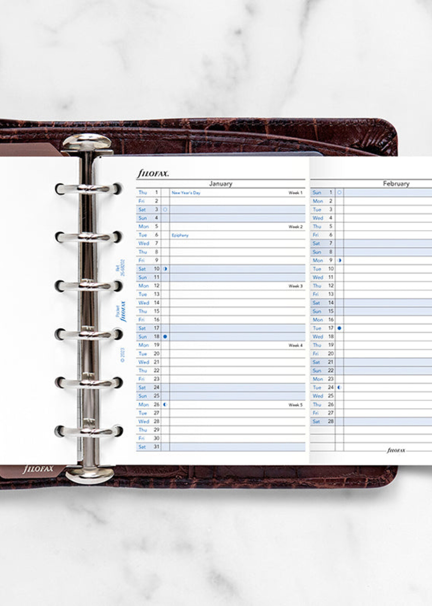 Filofax Agenda Vulling 2025 Pocket Wit Jaarplanner