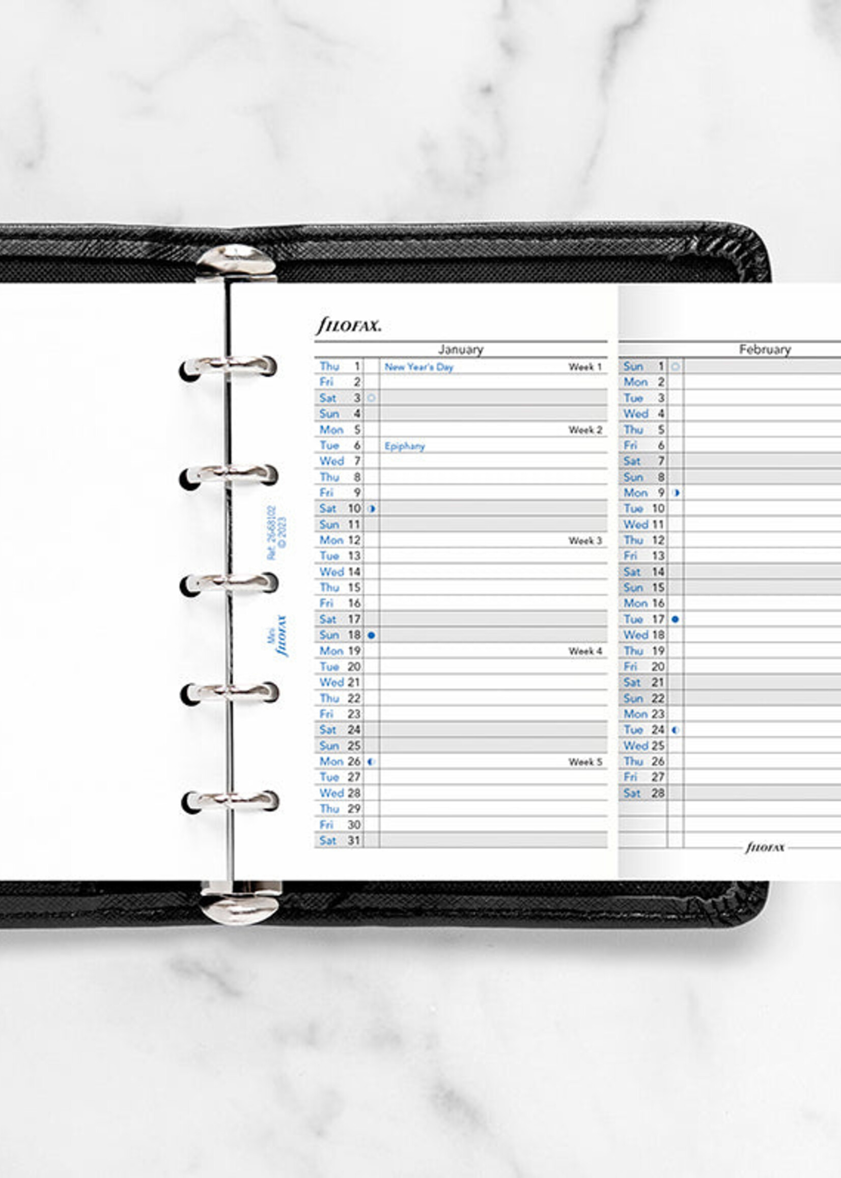Filofax Agenda Vulling 2026 Mini Wit Jaarplanner
