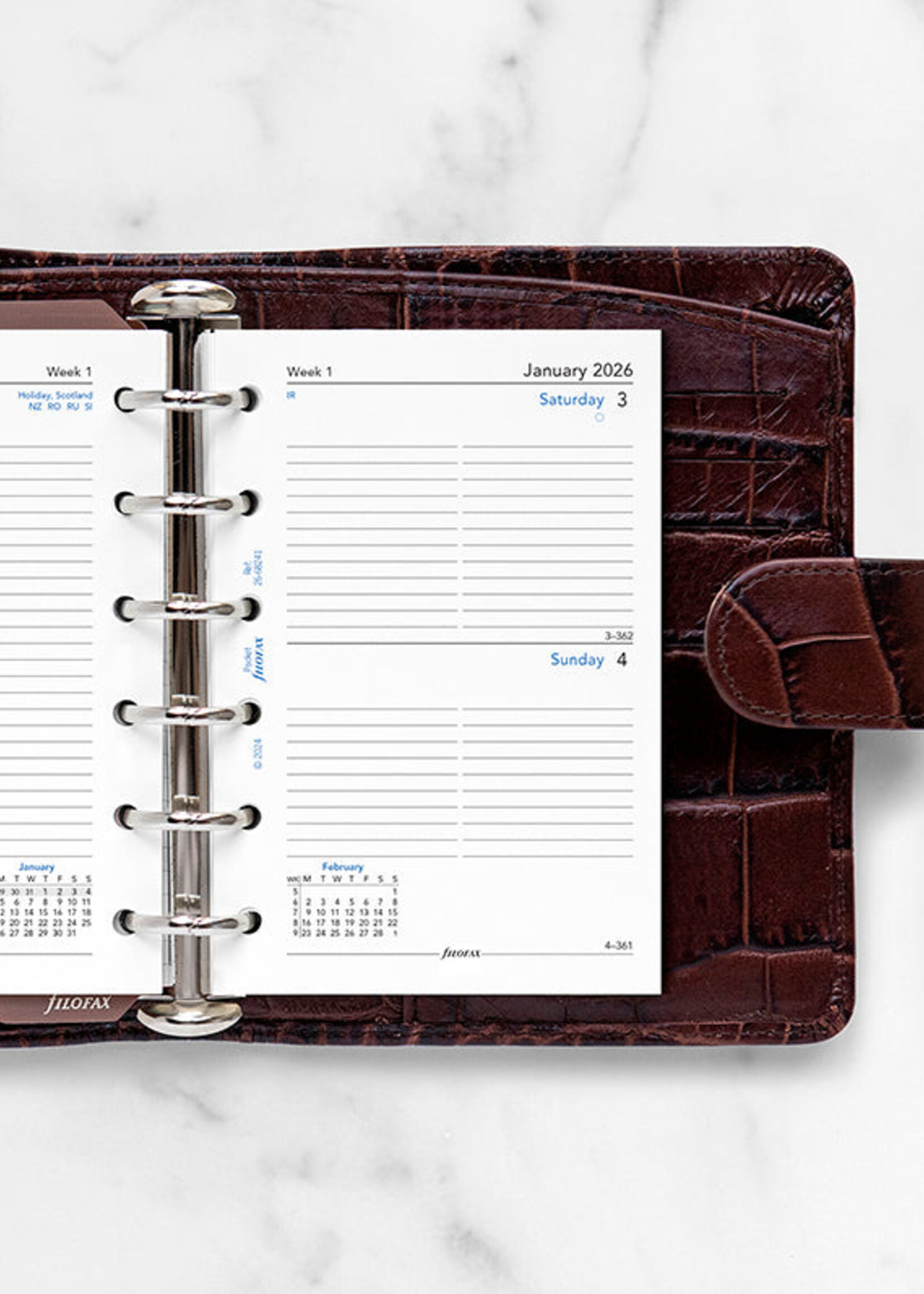 Filofax Agenda Vulling 2026 Pocket Wit dag/pag.