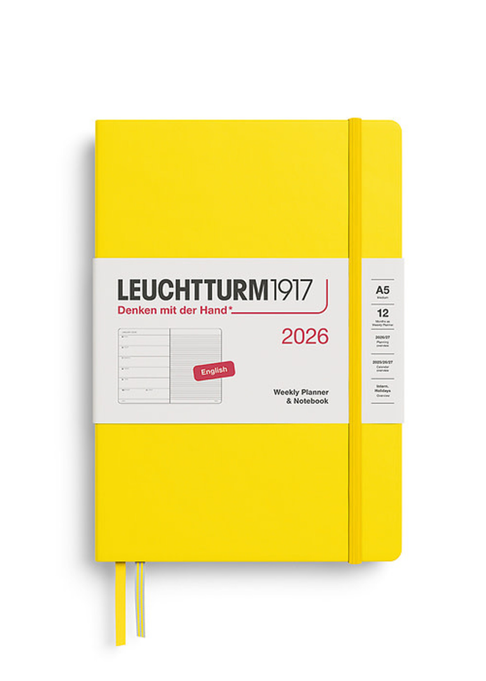 Leuchtturm1917 Agenda 2026 Medium Hard Cover Weekly/Note Yellow