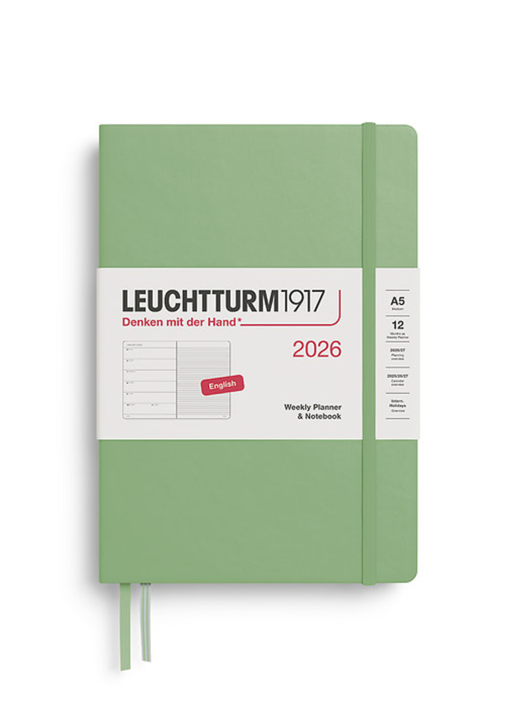 Leuchtturm1917 Agenda 2026 Medium Hard Cover Weekly/Note Sage