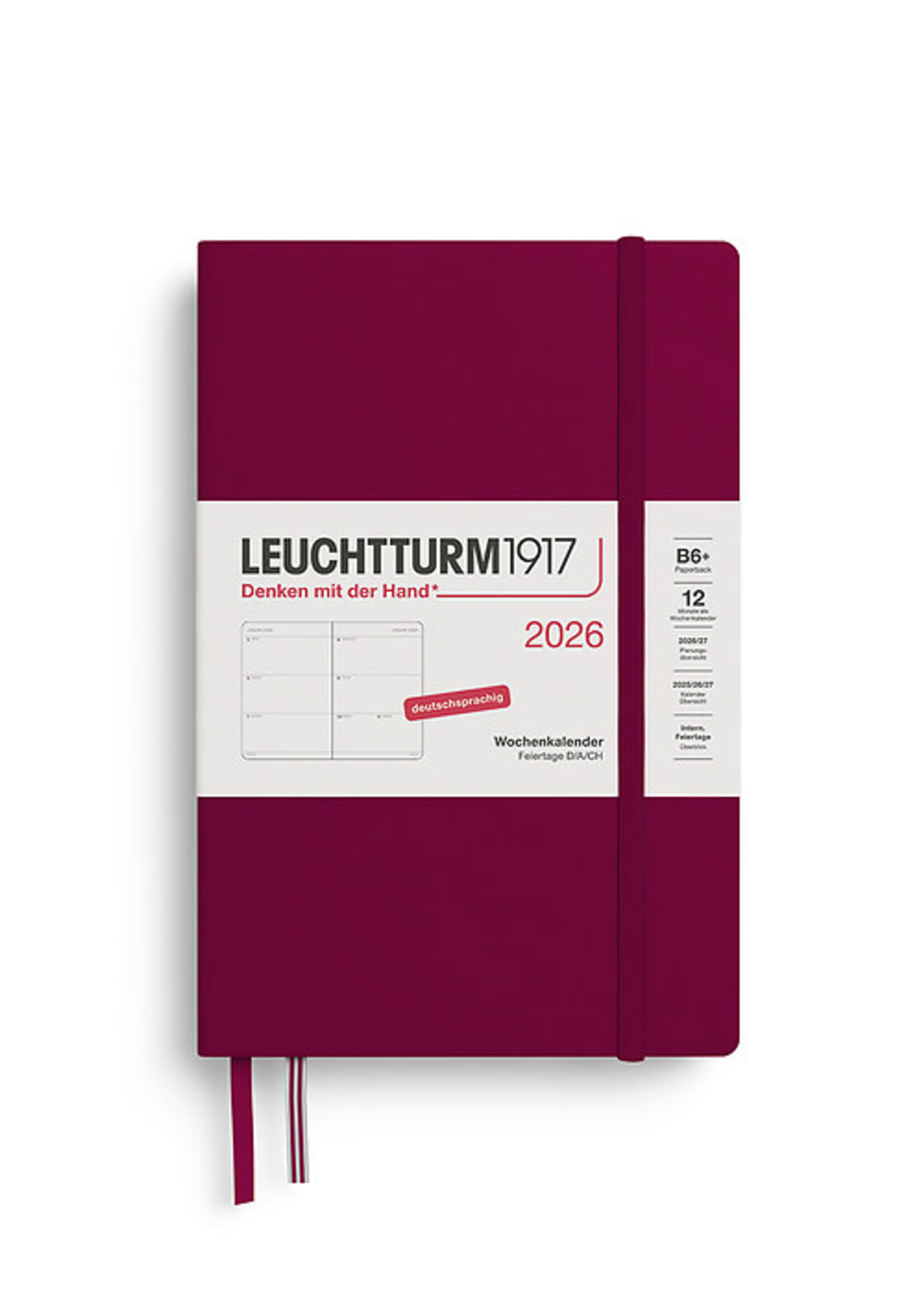 Leuchtturm1917 Agenda 2026 Paperback Hard Cover Weekly Port Red