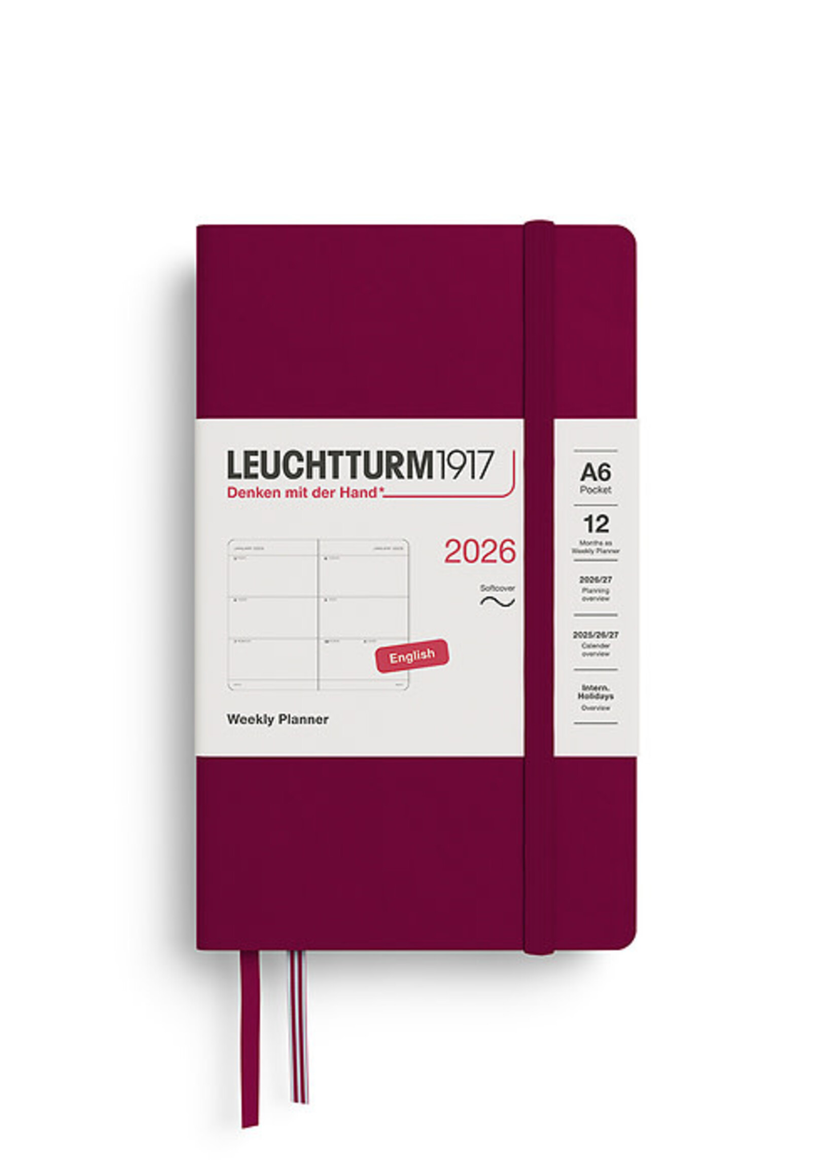 Leuchtturm1917 Agenda 2026 Pocket Soft Cover Weekly Port Red