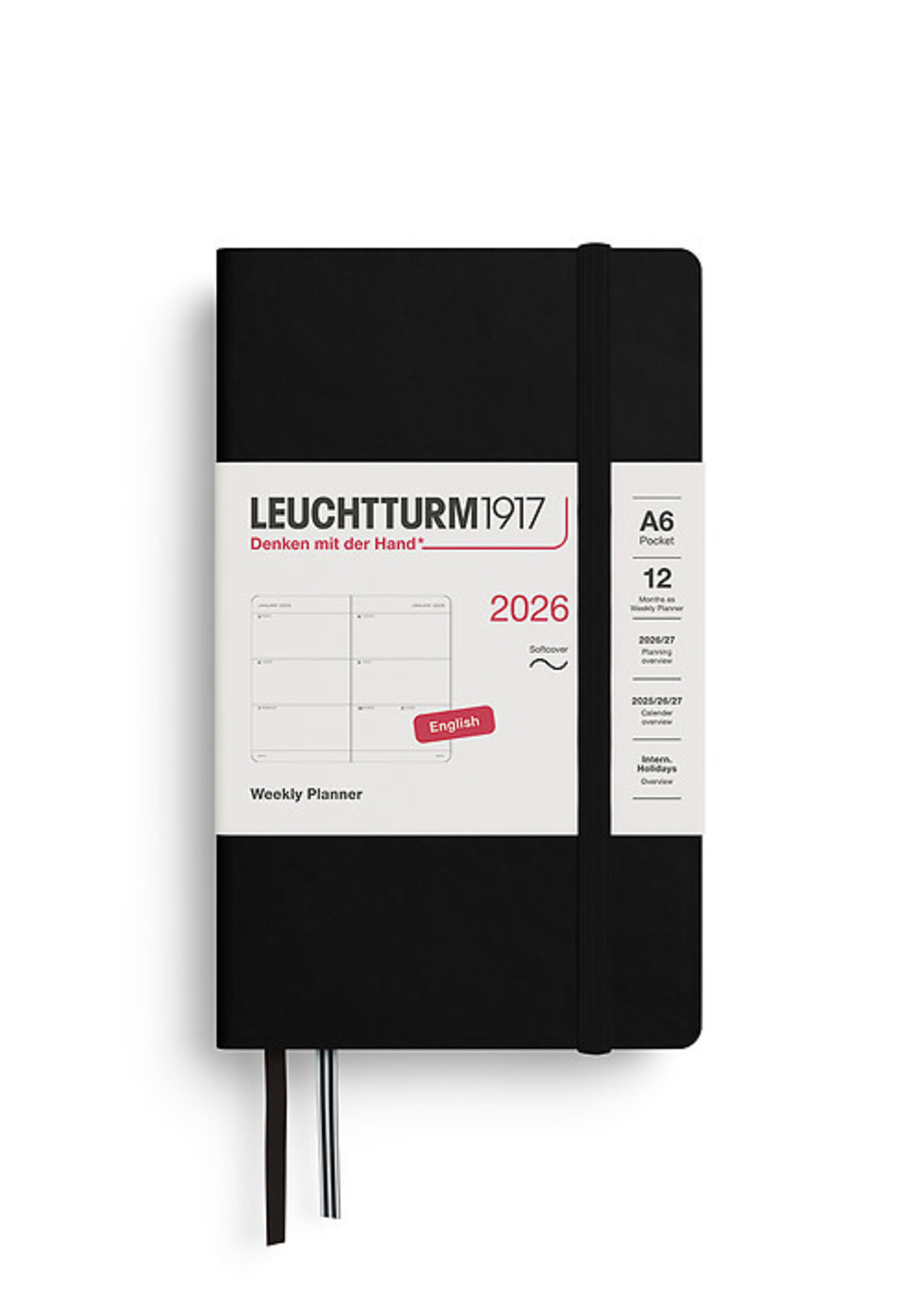 Leuchtturm1917 Agenda 2026 Pocket Soft Cover Weekly Black
