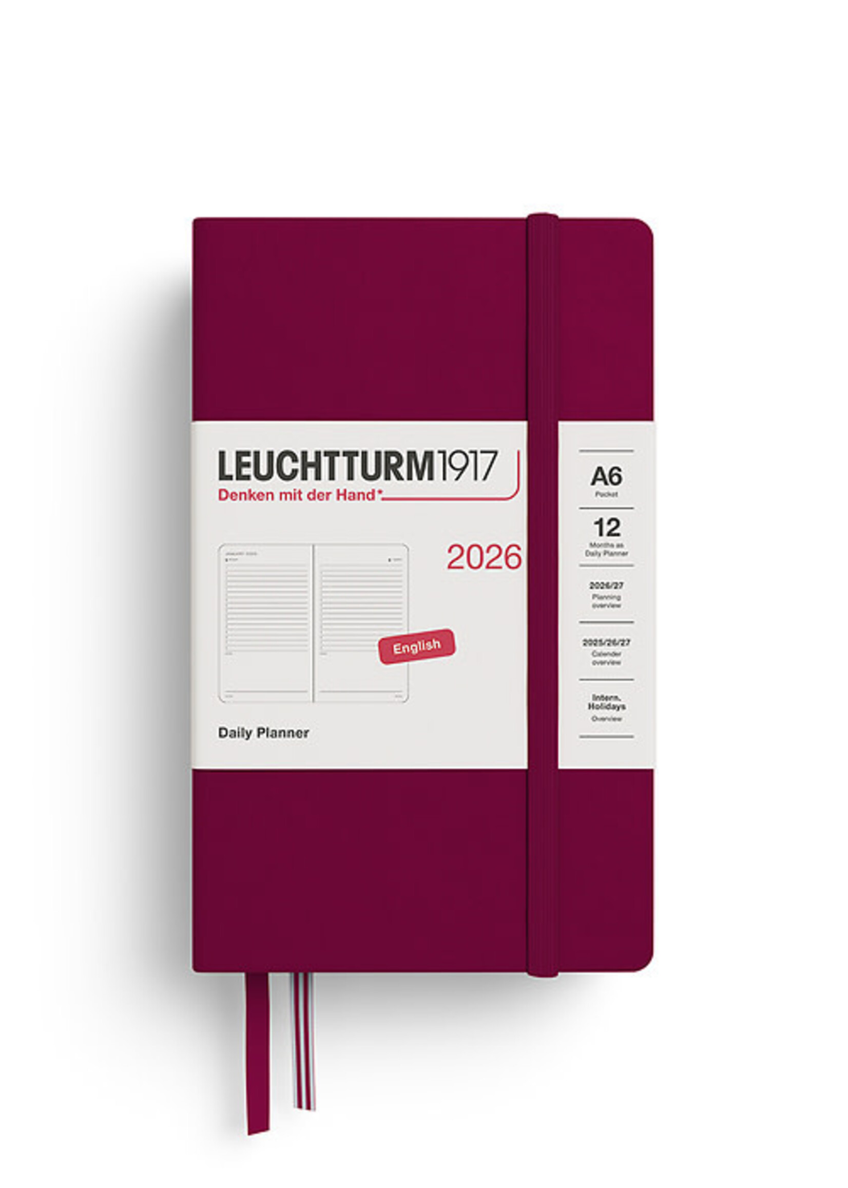 Leuchtturm1917 Agenda 2026 Pocket Hard Cover Daily Port Red