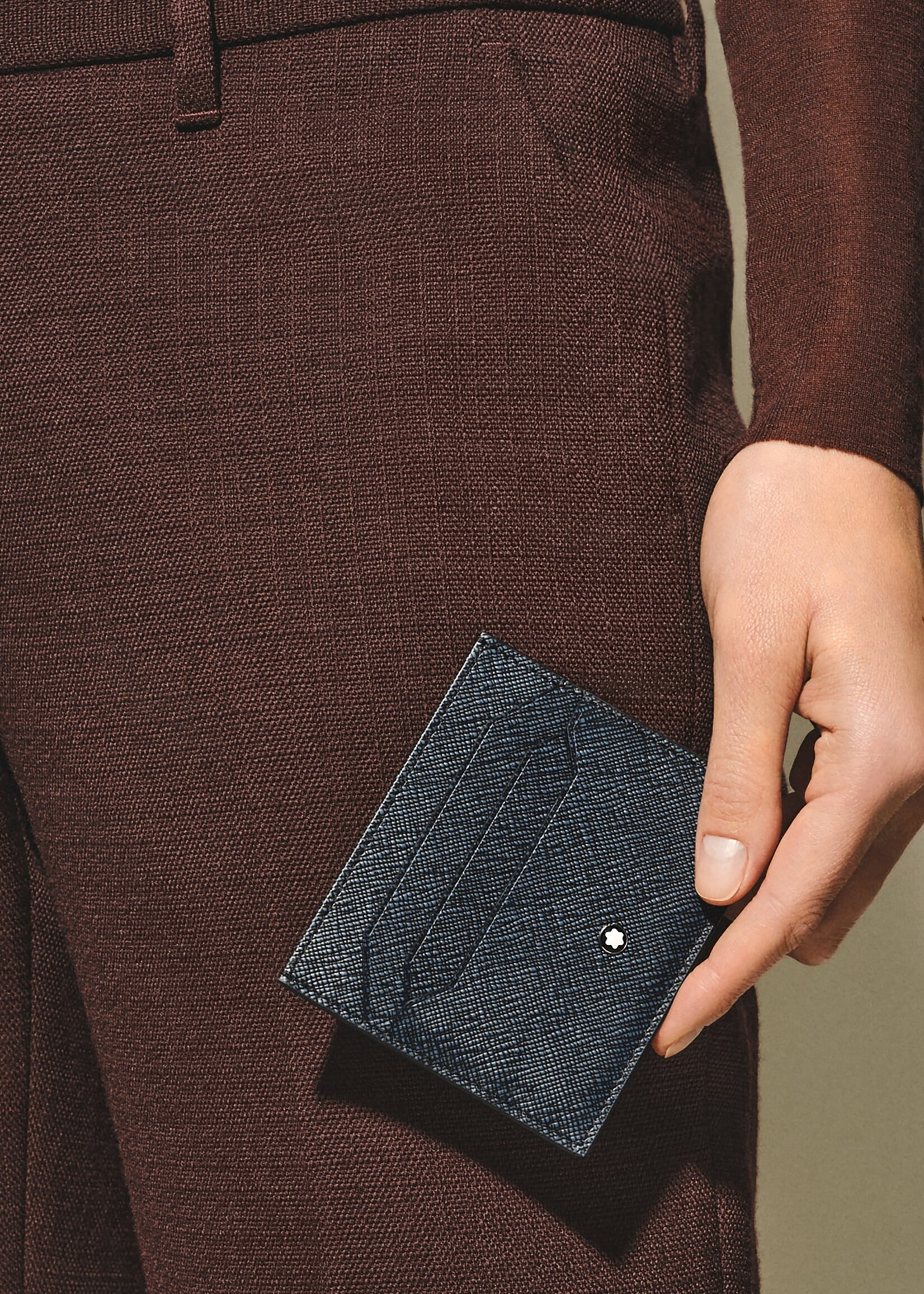 Montblanc Card Holder Sartorial 6cc Tweed Blue