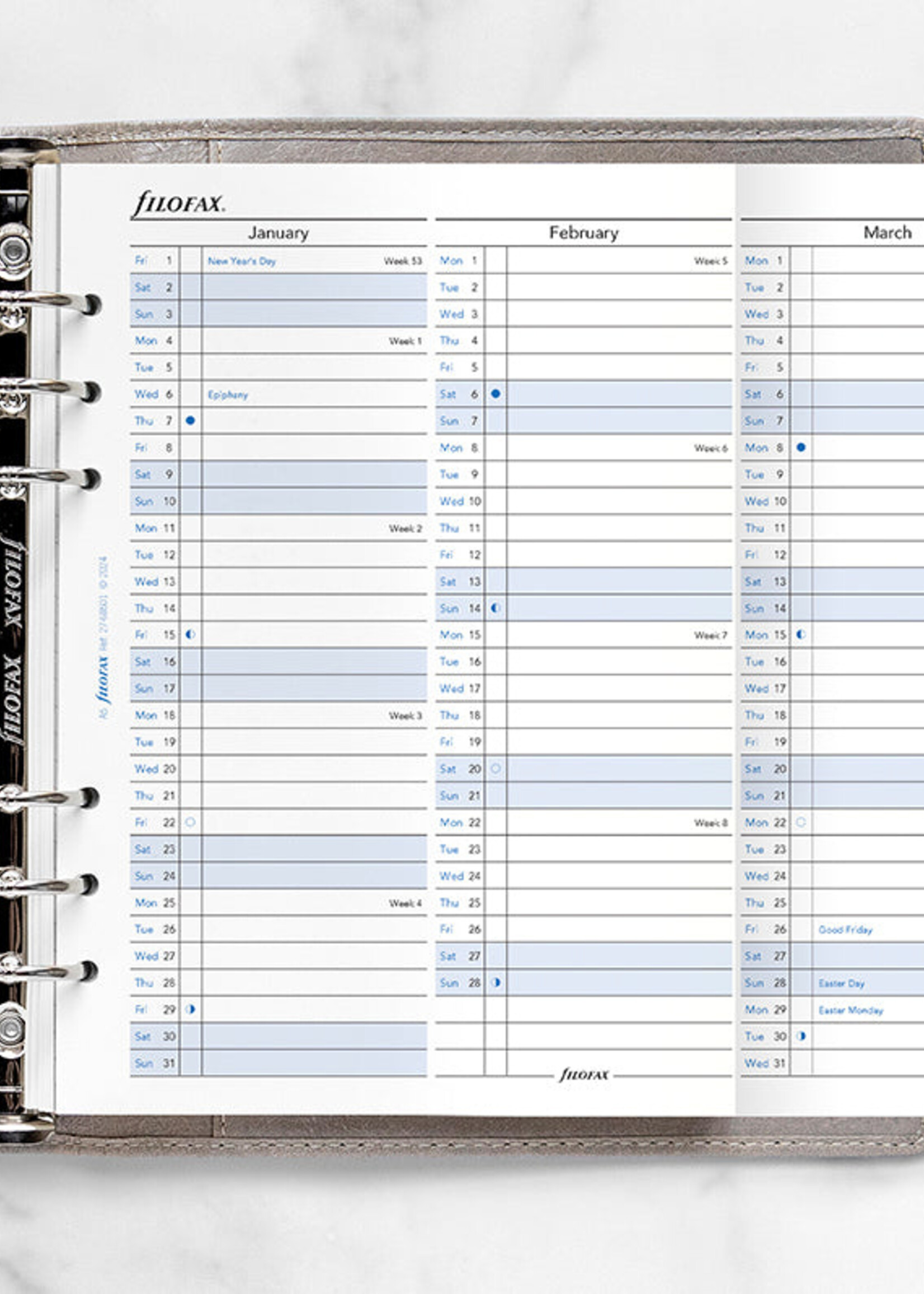 Filofax A5 Agenda Vulling 2027 jaarplanner Wit