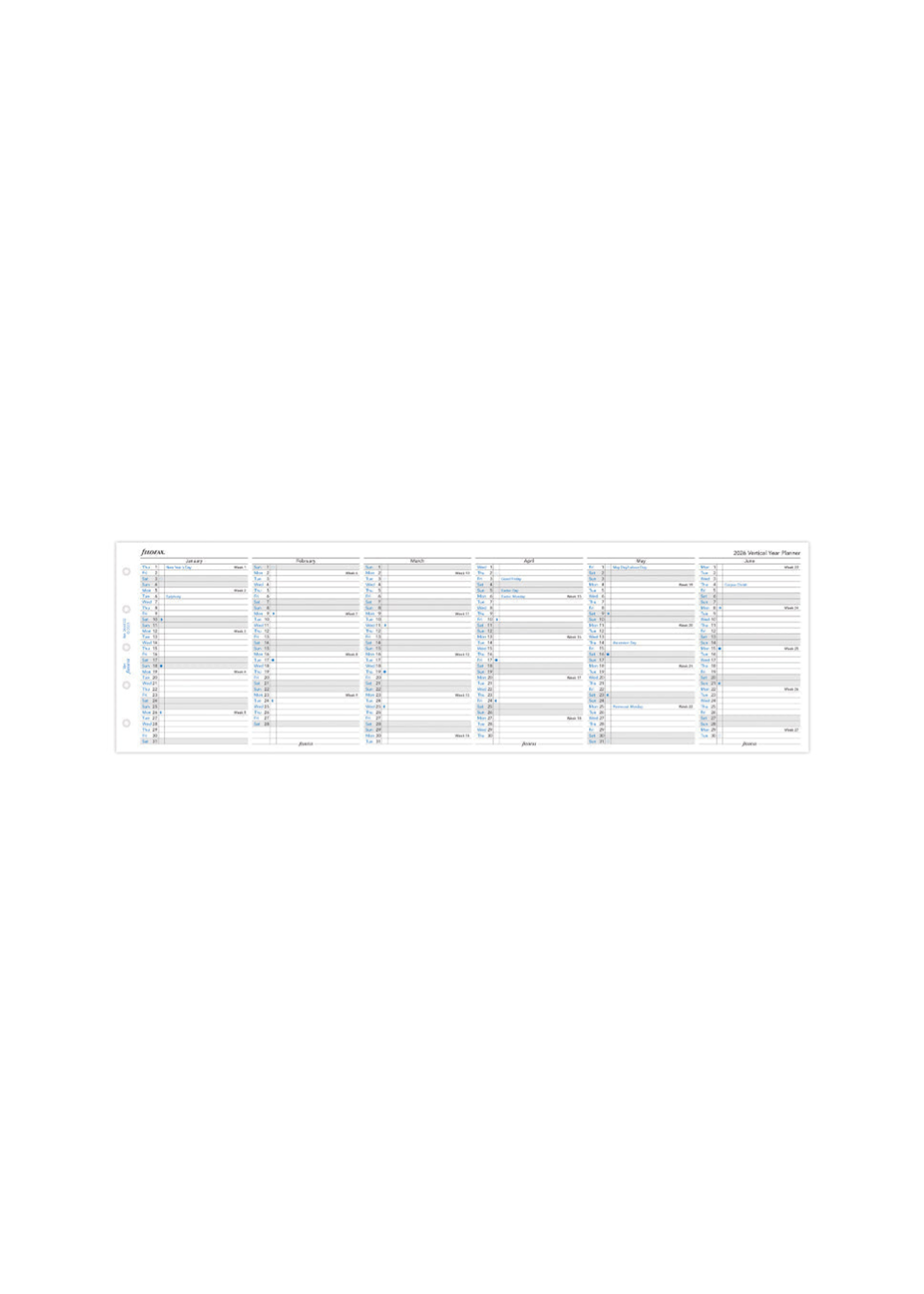 Filofax A5 Agenda Vulling 2027 jaarplanner Wit