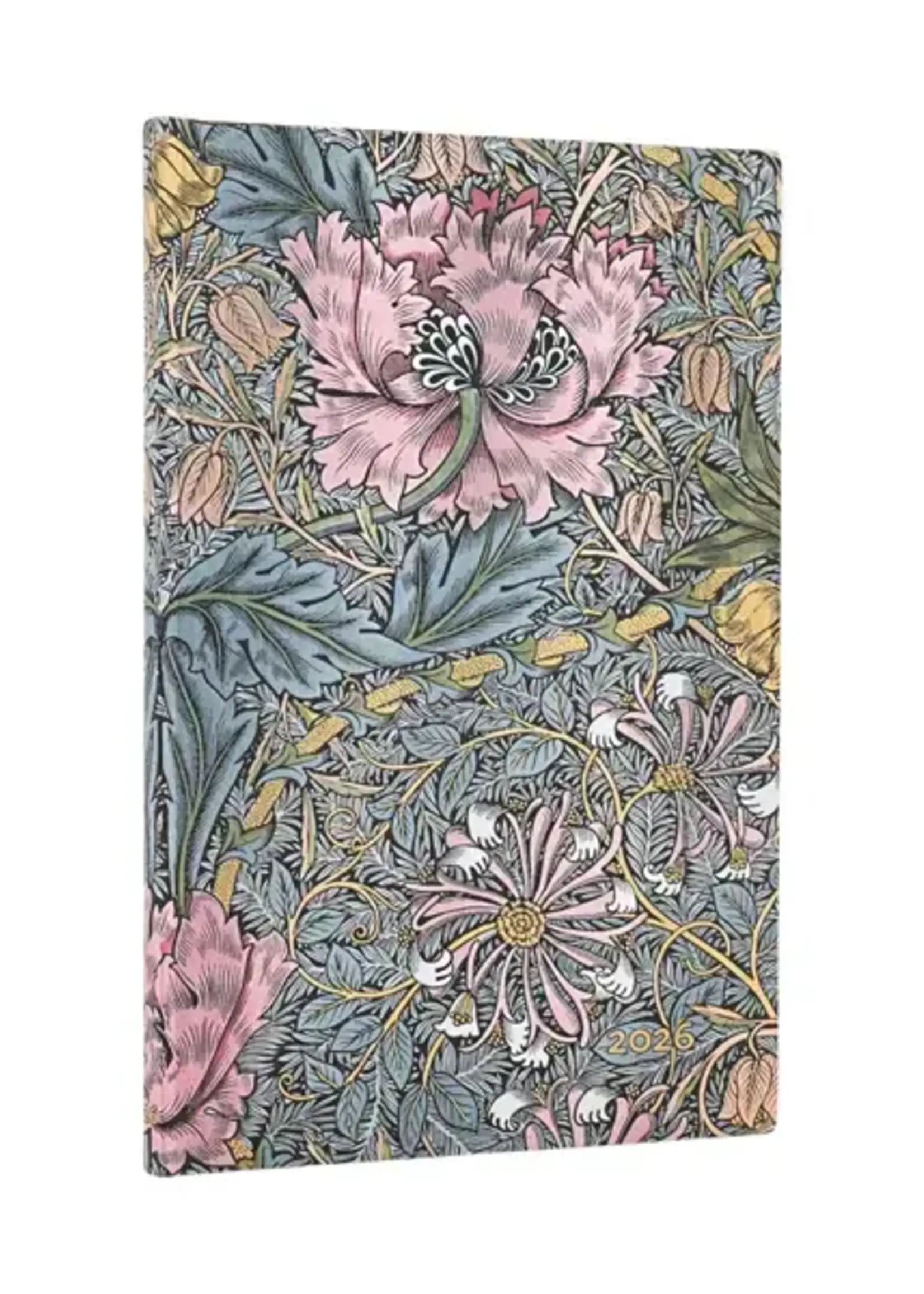 Paperblanks agenda 2026 Maxi Week/2pag. Horizontaal - Morris Pink Honeysuckle