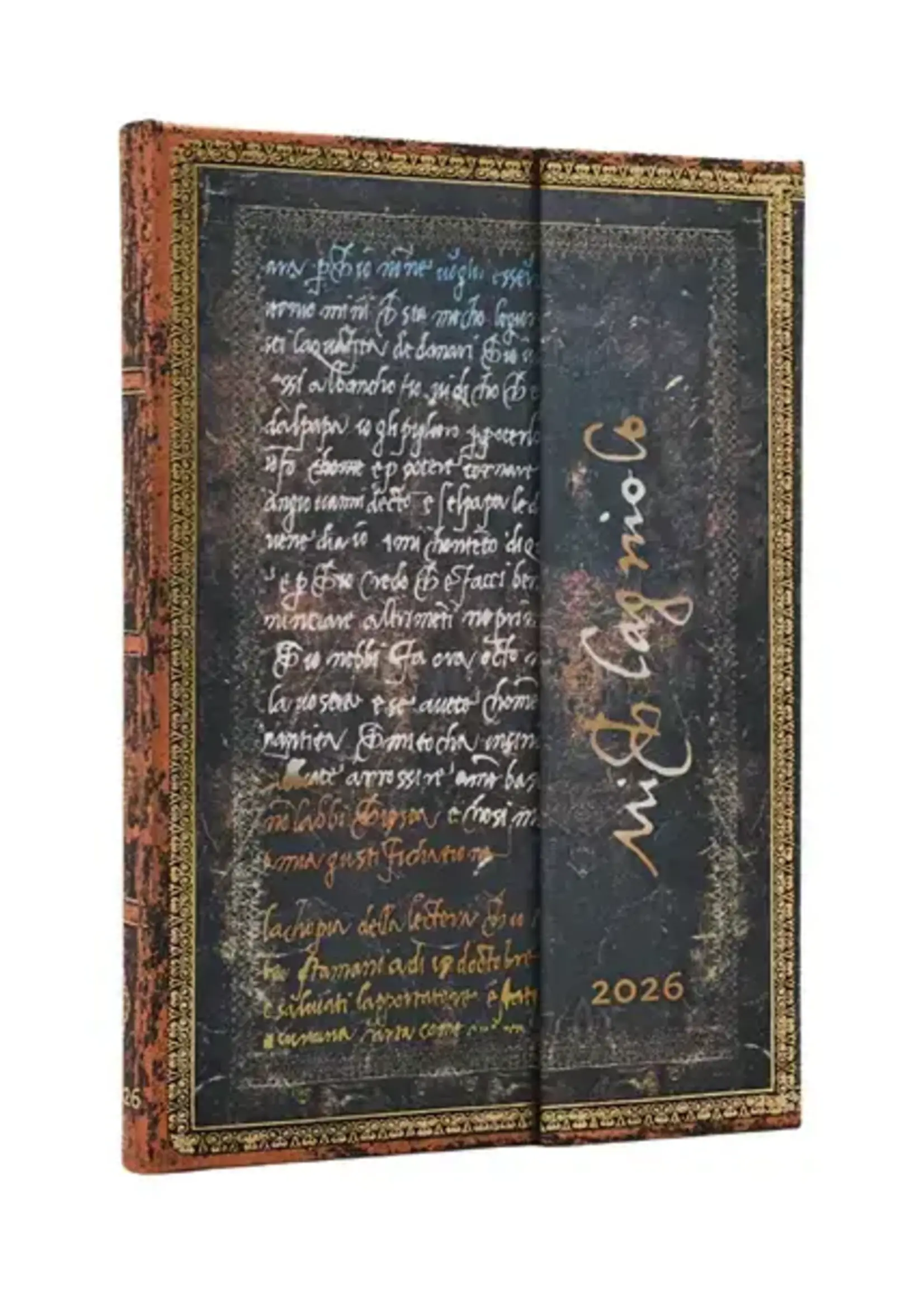 Paperblanks agenda 2026 Midi Week/2pag. Horizontaal - Michelangelo Handwriting