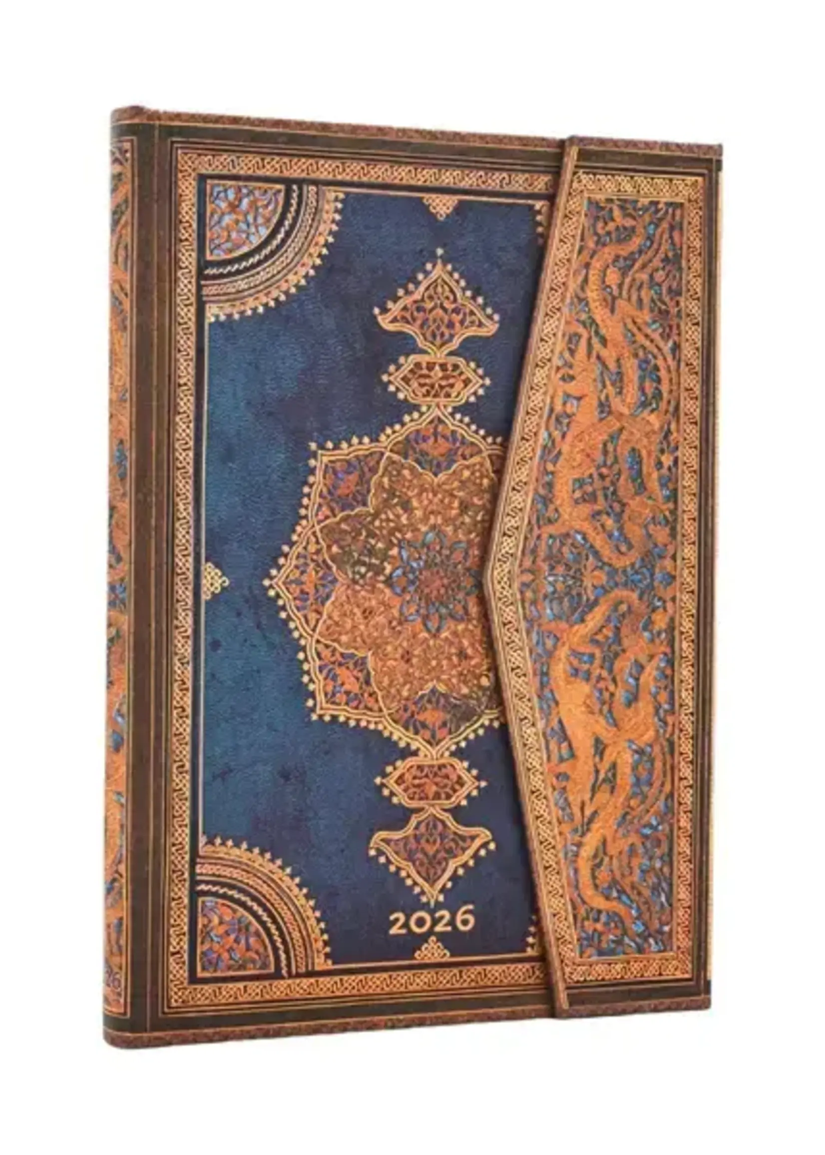 Paperblanks agenda 2026 Midi Week/2pag. Verticaal -  Safavide Indigo