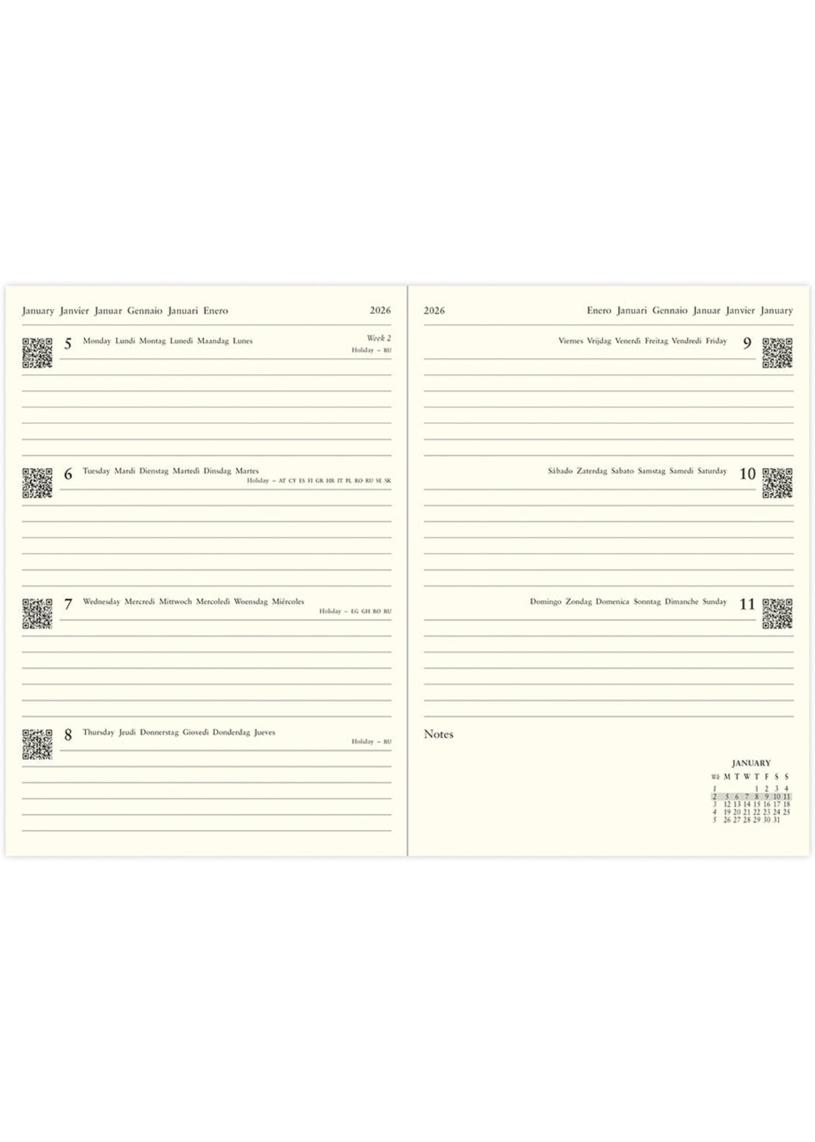 Letts of London Agenda 2026 Lecassa A6+ week/pag. Black