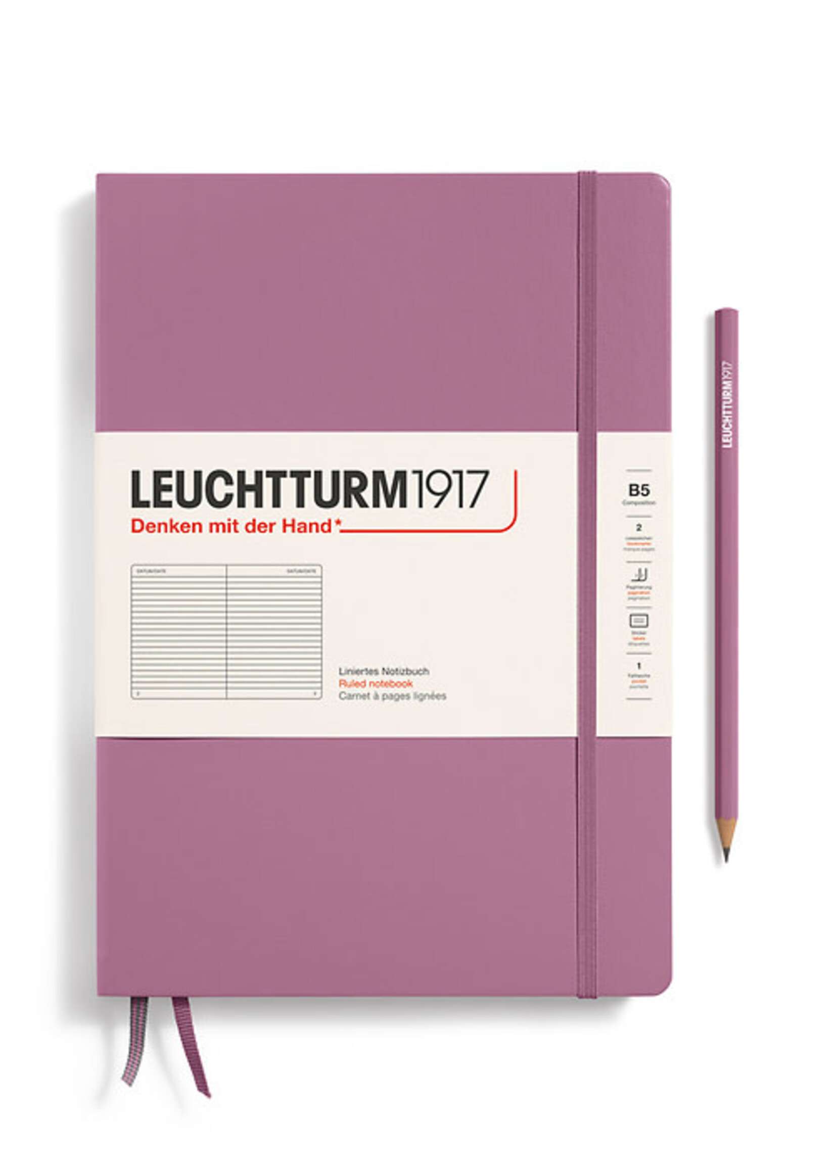 Leuchtturm1917 Notitieboek Composition B5 Hard Cover Dusty Rose Gelijnd