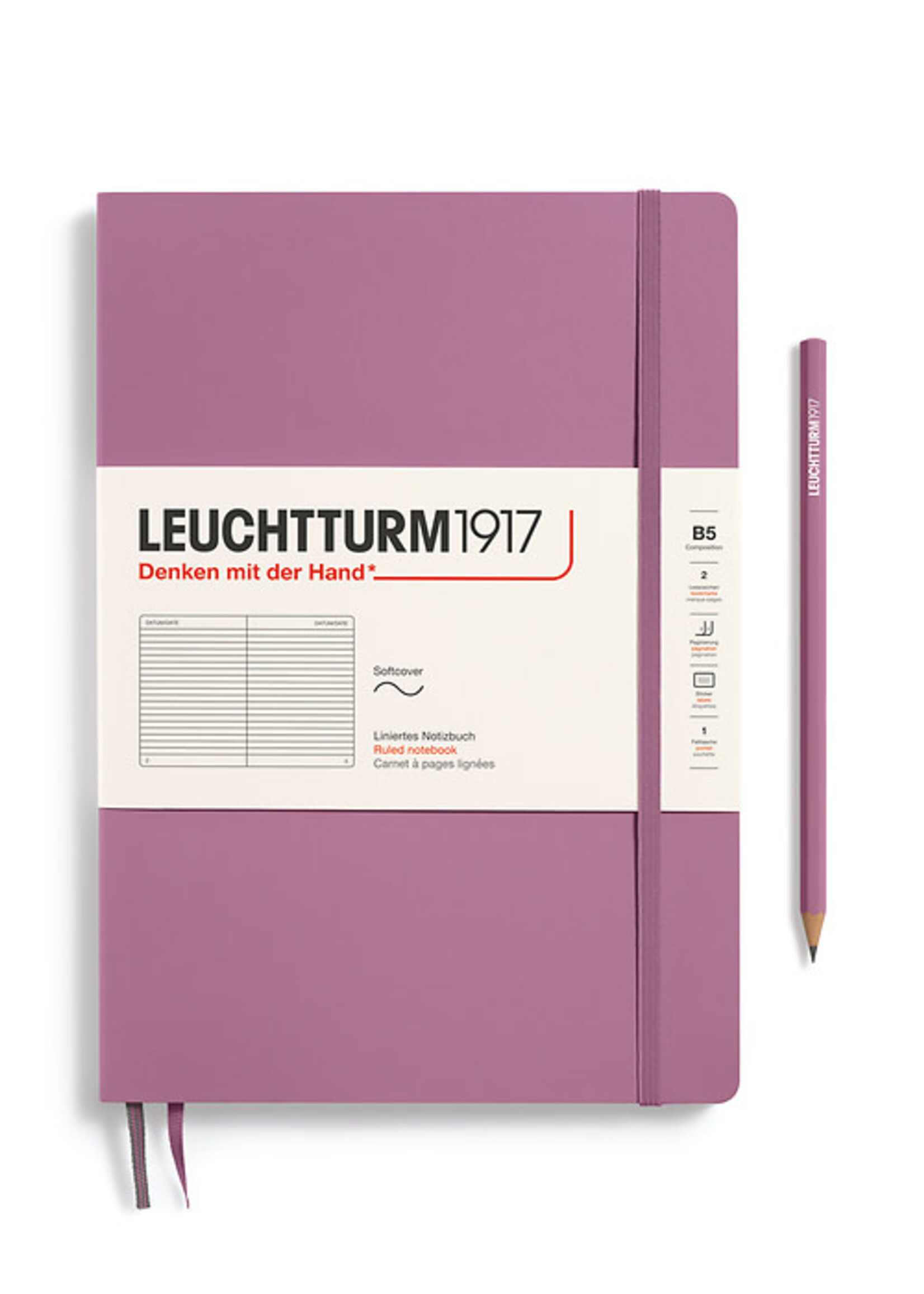 Leuchtturm1917 Notitieboek Composition B5 Soft Cover Dusty Rose Gelijnd