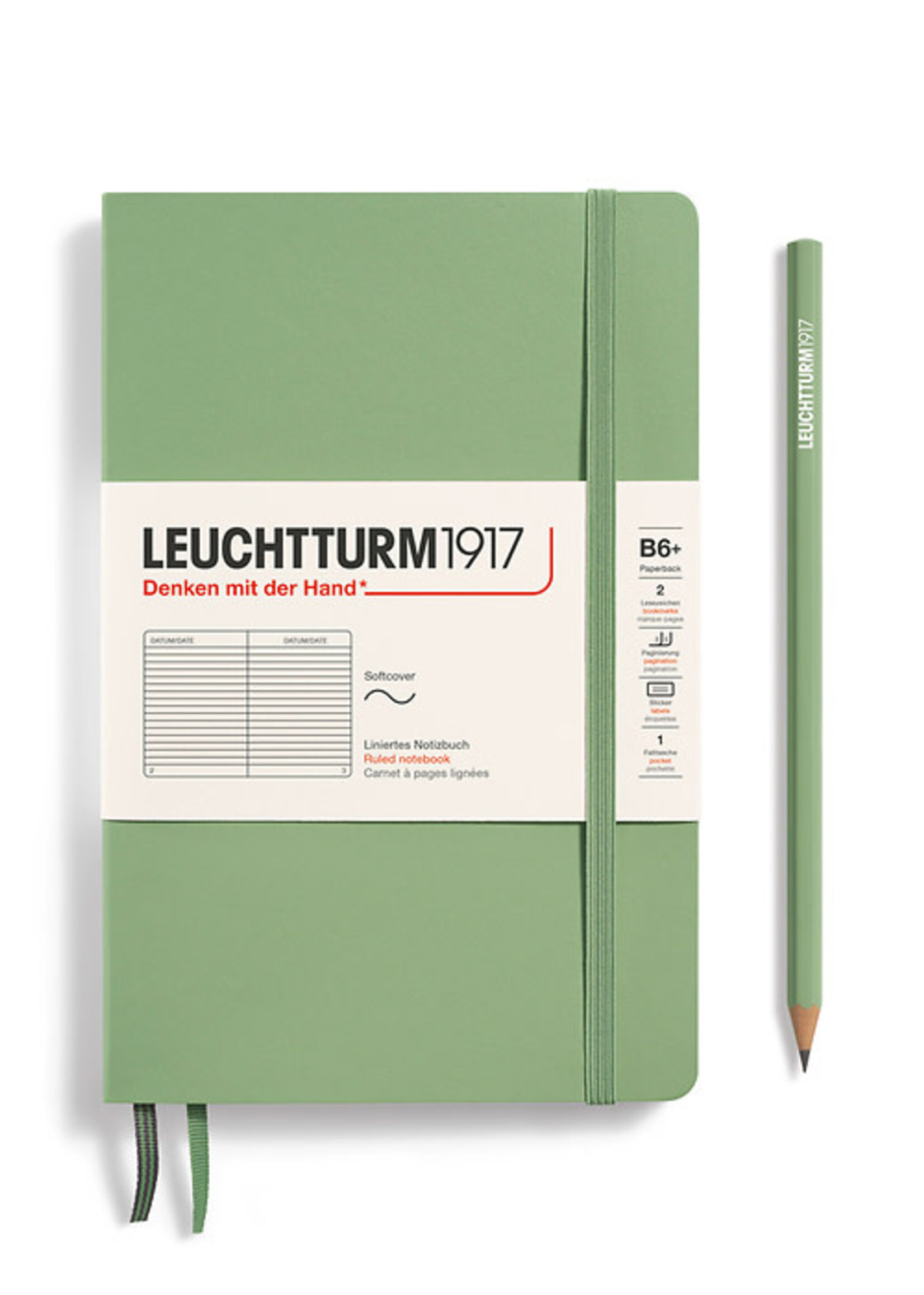 Leuchtturm1917 Notitieboek Paperback B6+ Soft Cover Sage Gelijnd