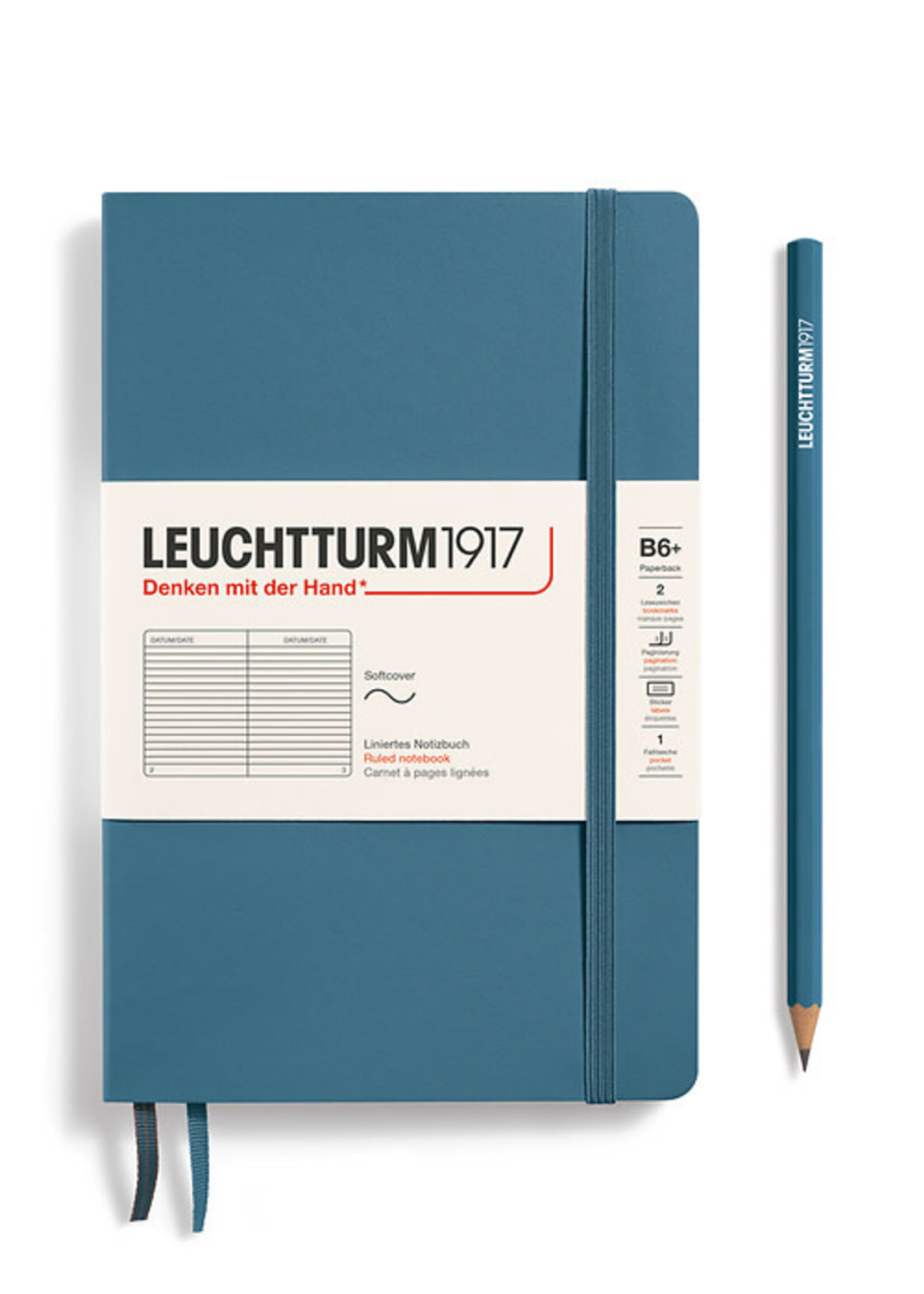 Leuchtturm1917 Notitieboek Paperback B6+ Soft Cover Stone Blue Gelijnd