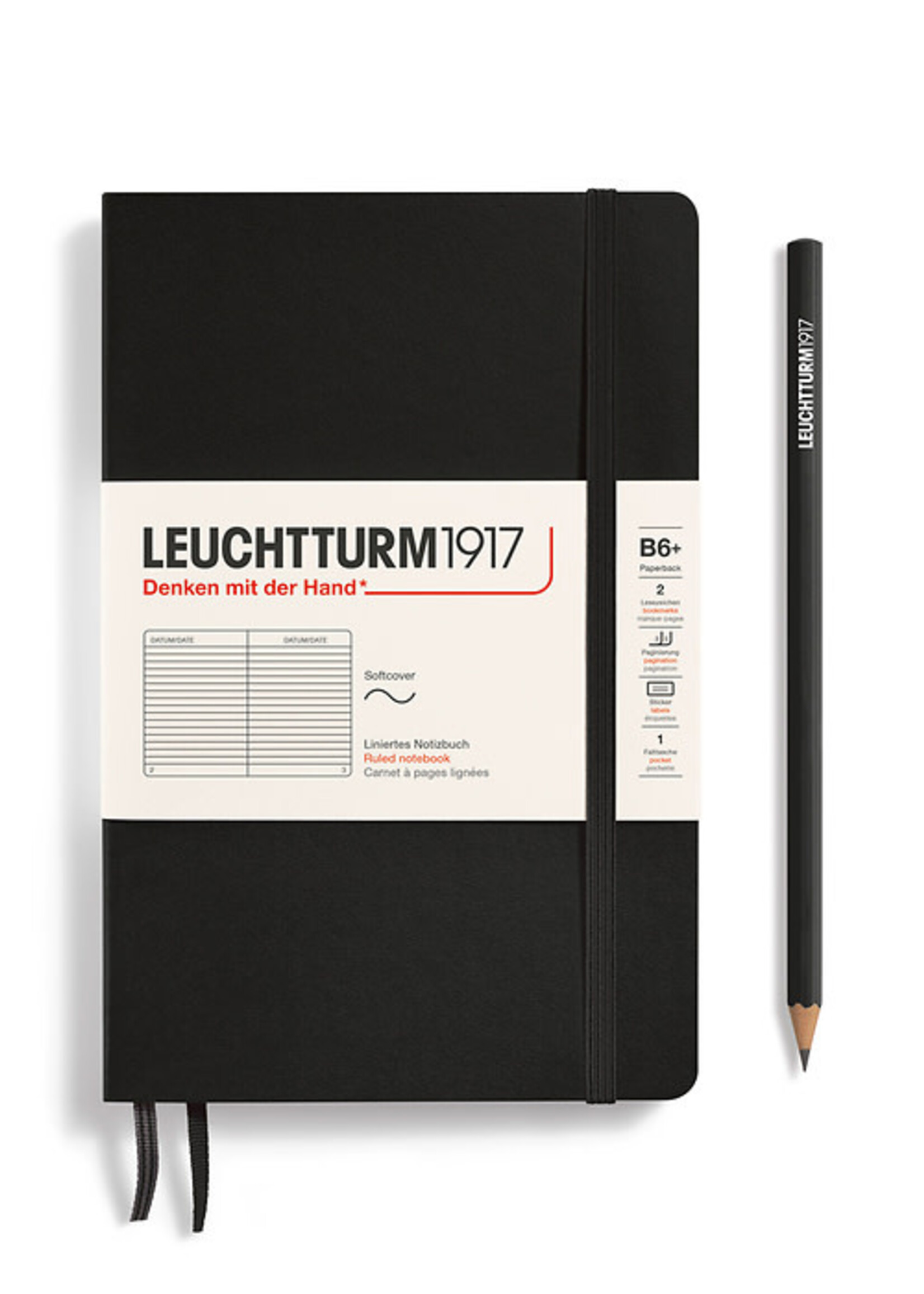 Leuchtturm1917 Notitieboek Paperback B6+ Soft Cover Black Gelijnd