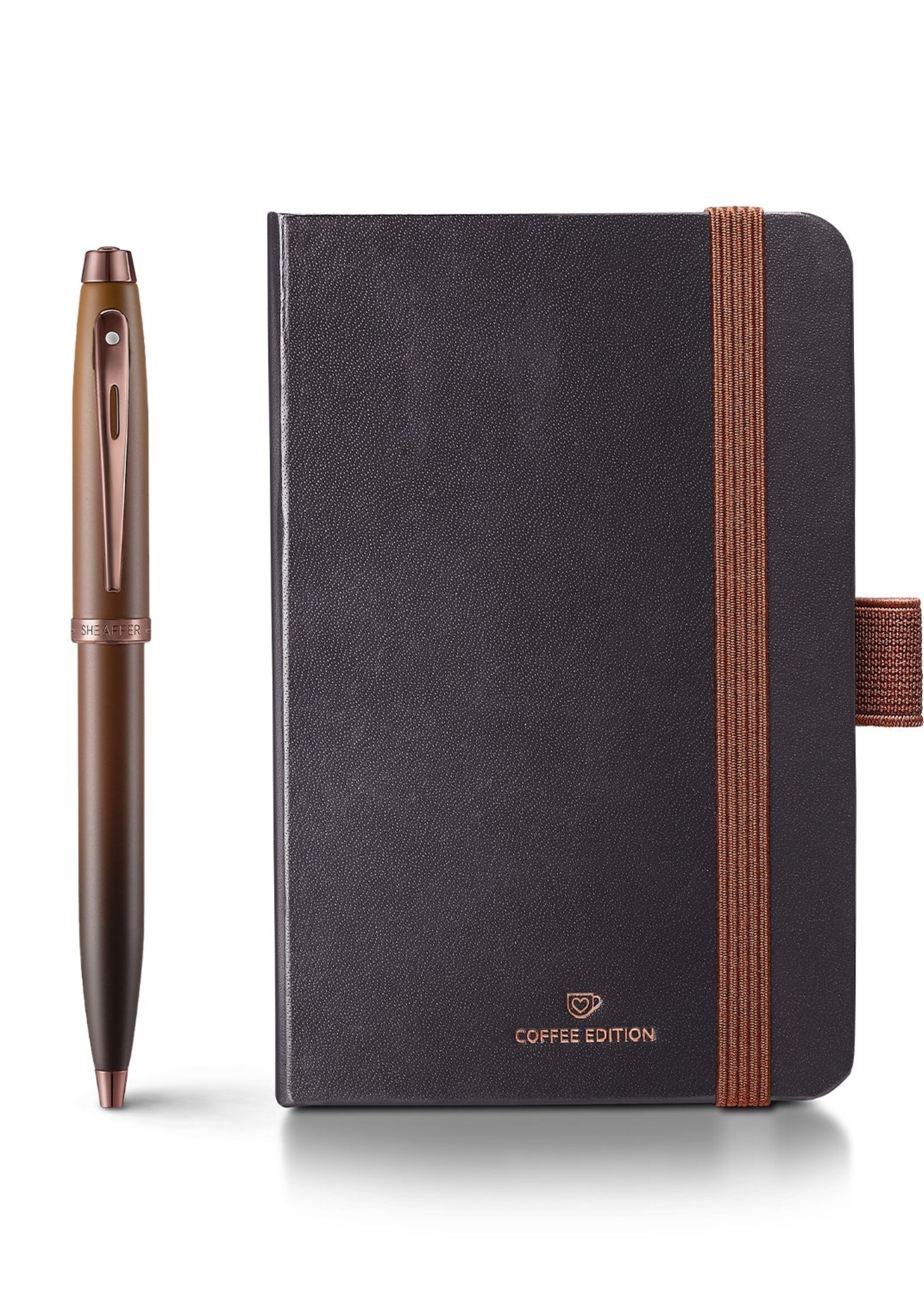 Sheaffer 100 Coffee Edition Giftset - Matt Brown Balpen met Notebook